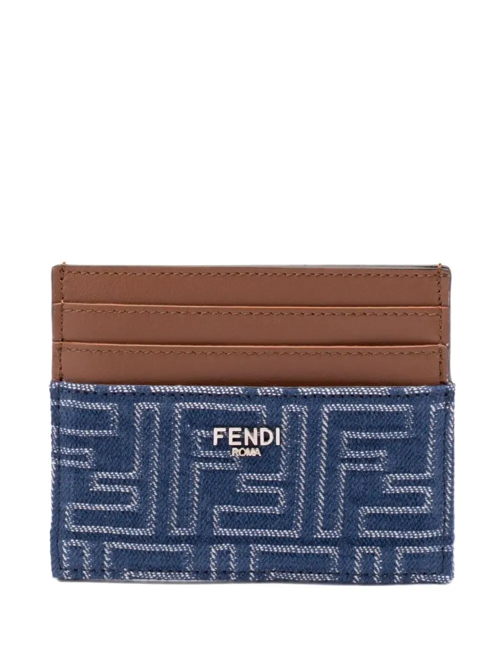 PORTACARTE IN JACQUARD FF EFFETTO DENIM E PELLE