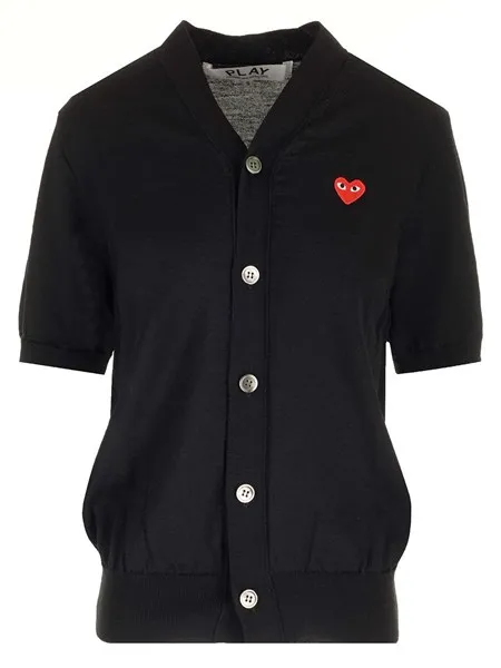 Comme Des Garcons Play Donna Cardigan nero a maniche corte