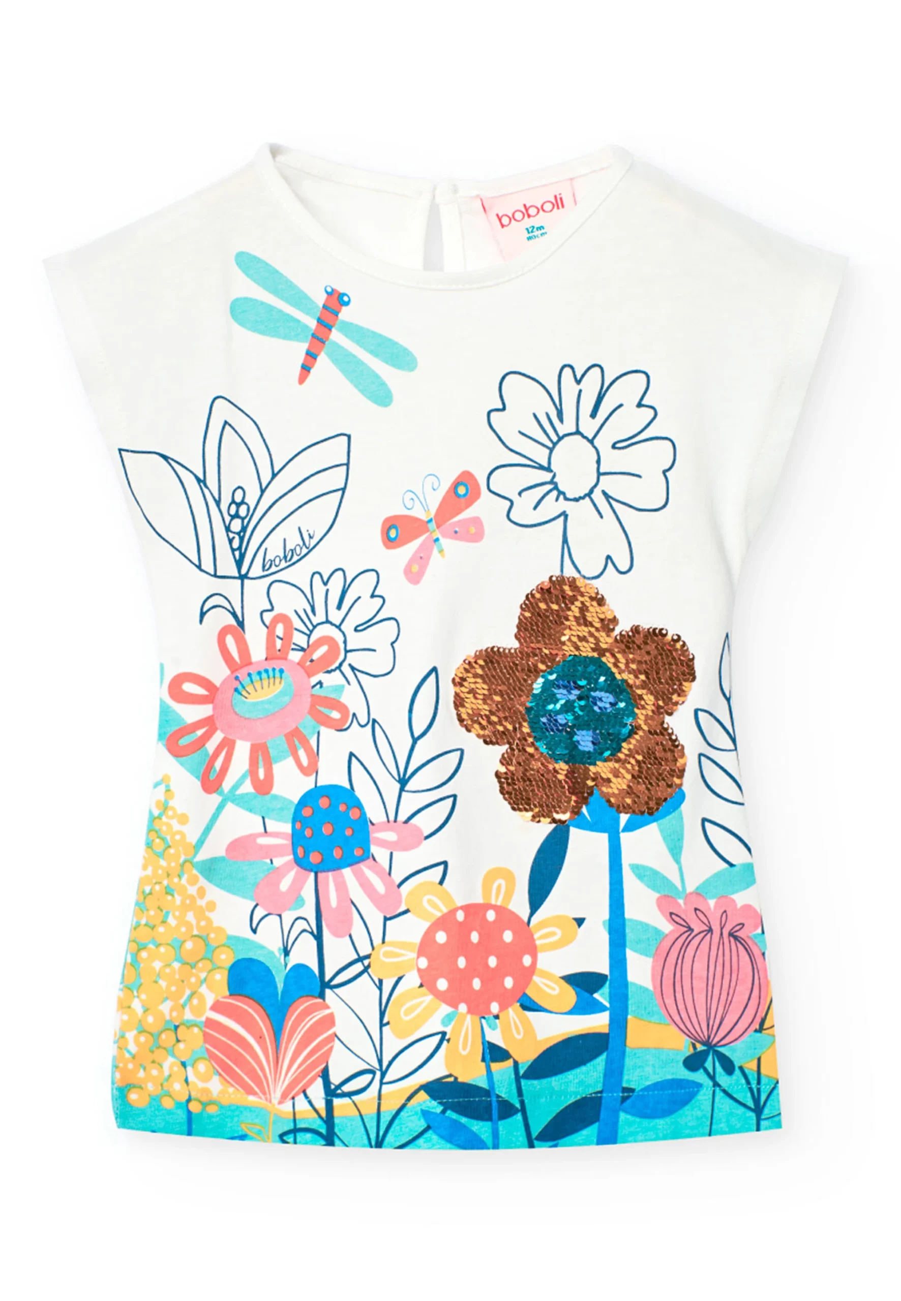 Vestito smanicato in maglia con stampa fiori Boboli bambina