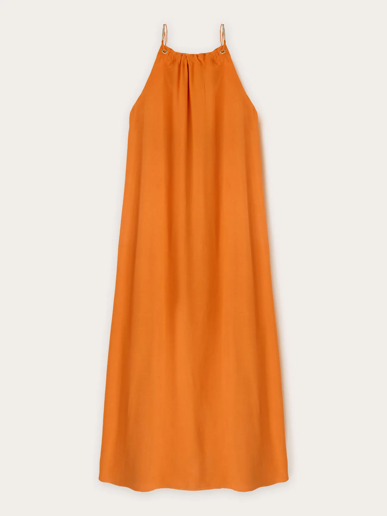 Vestito lungo fluido con occhielli