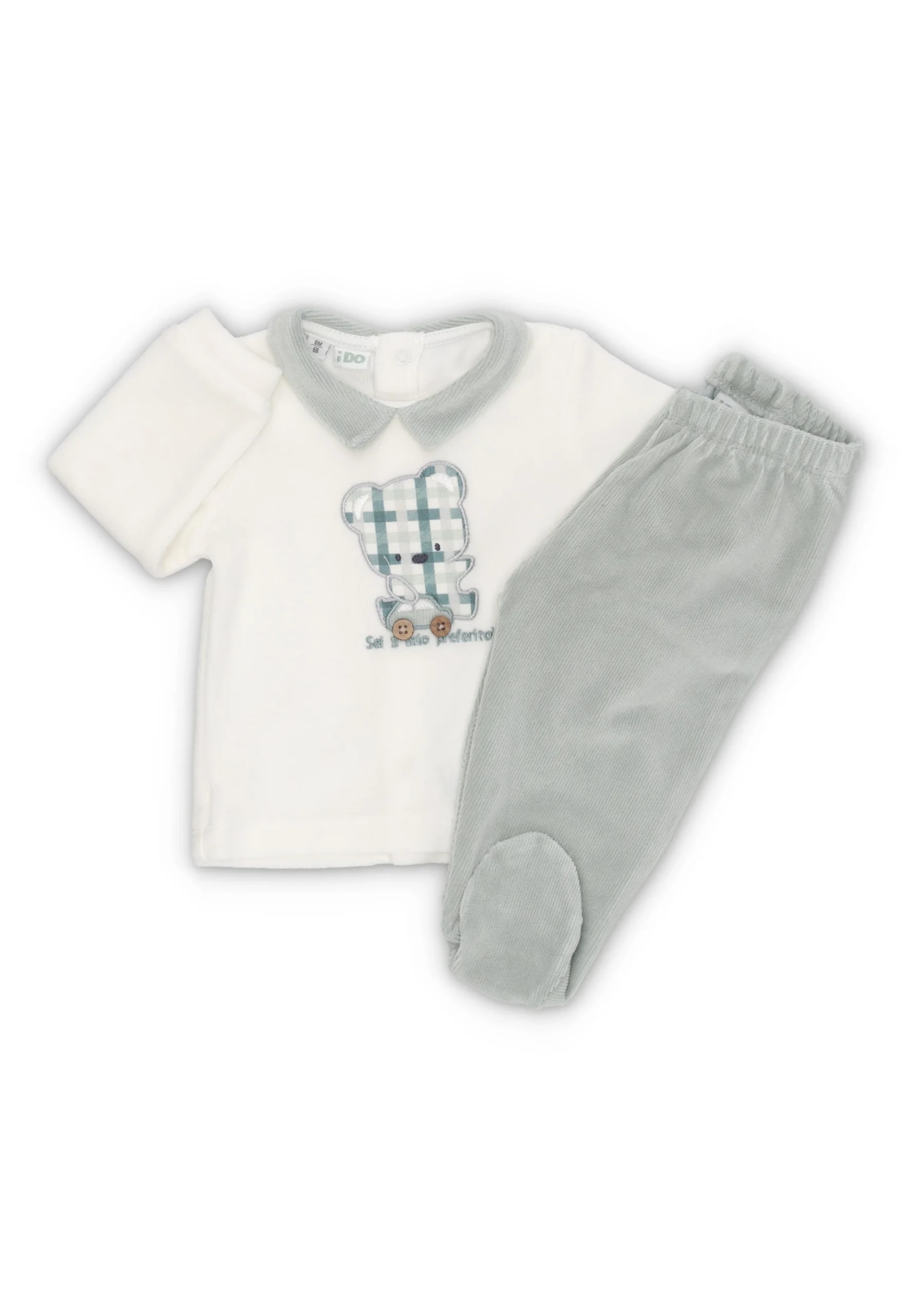 Completino ciniglia con orsetto iDo neonato