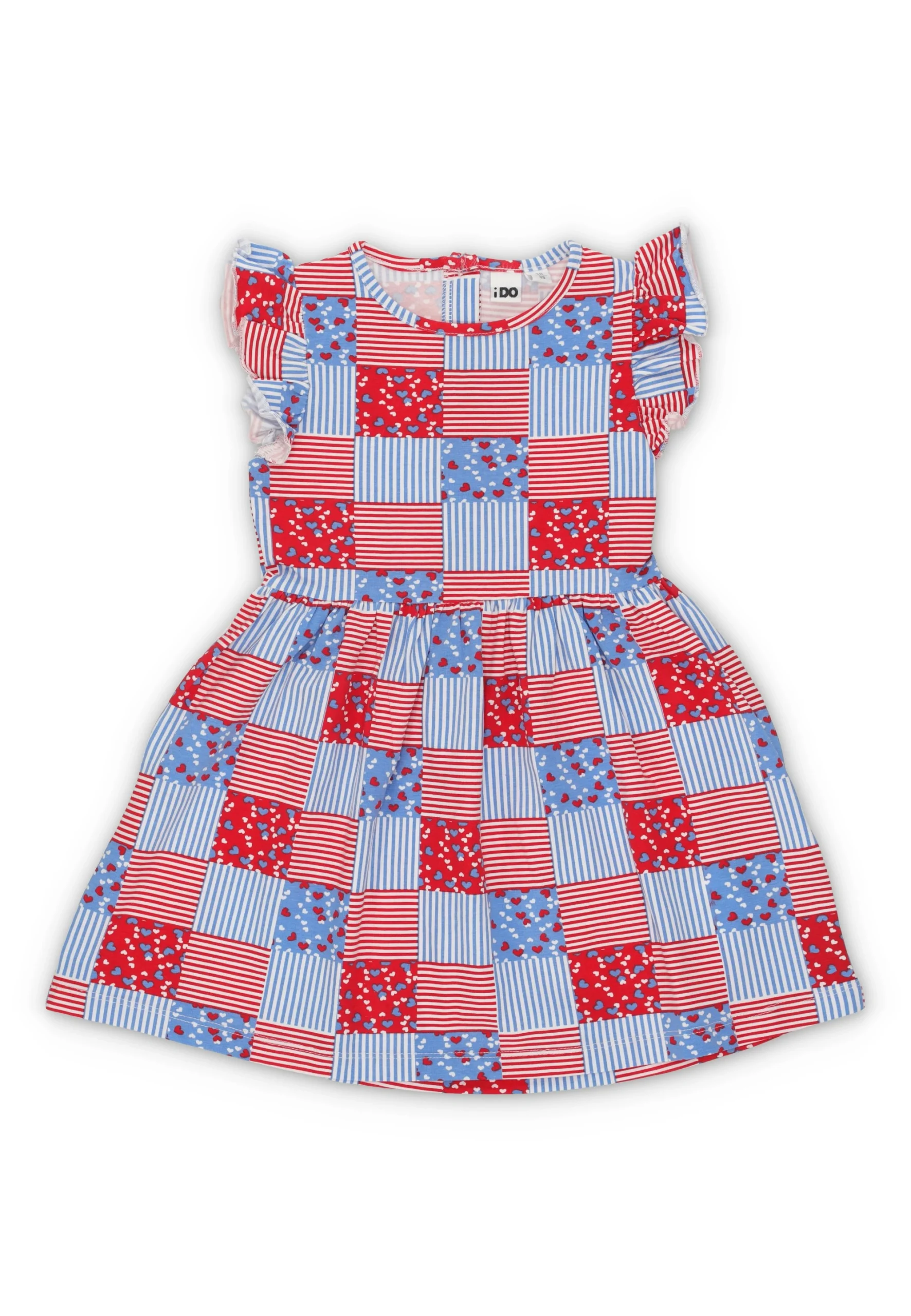 Vestito iDo stampa cuori e righe bambina