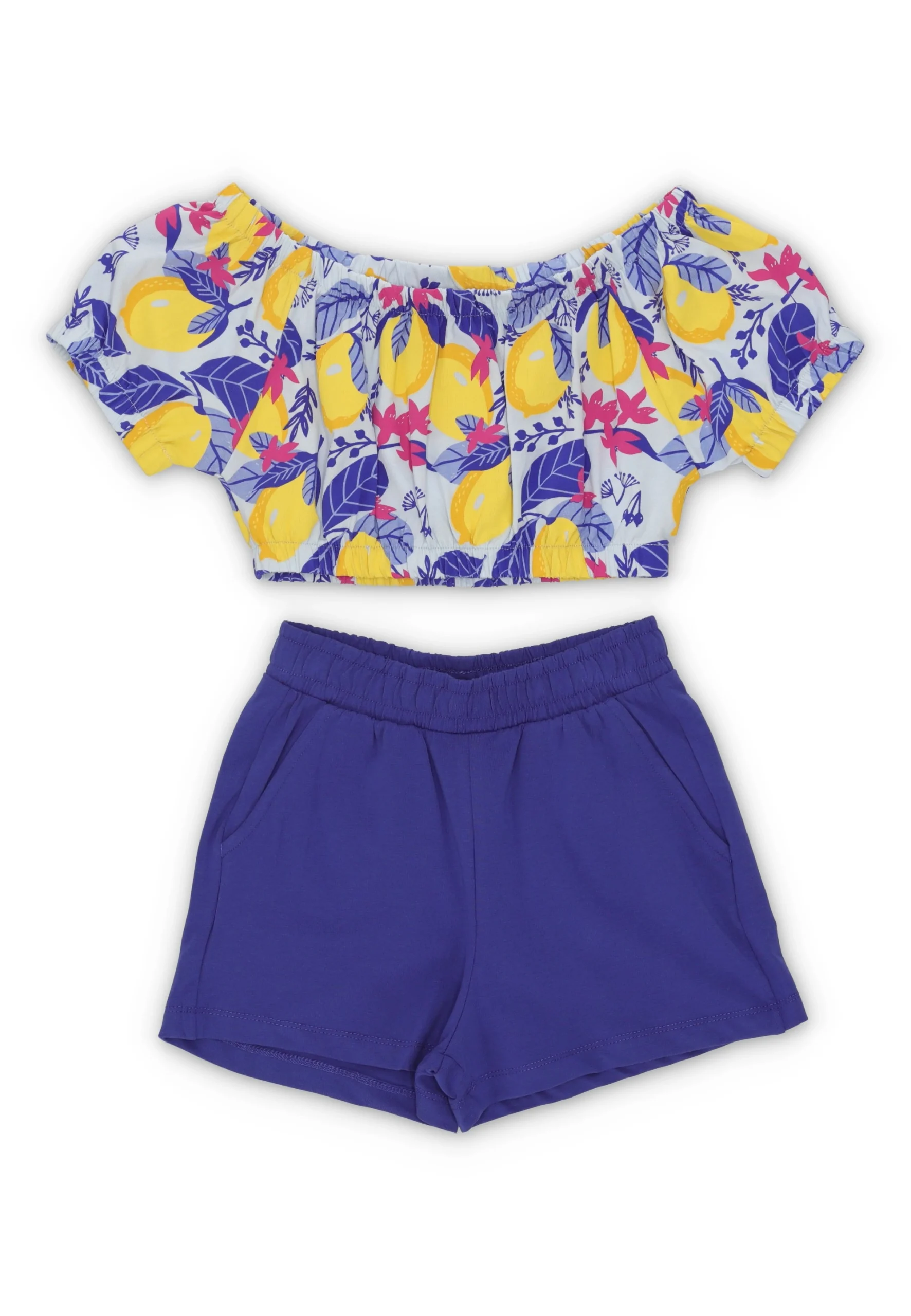 Completo short e top crop stampa limoni iDo ragazza