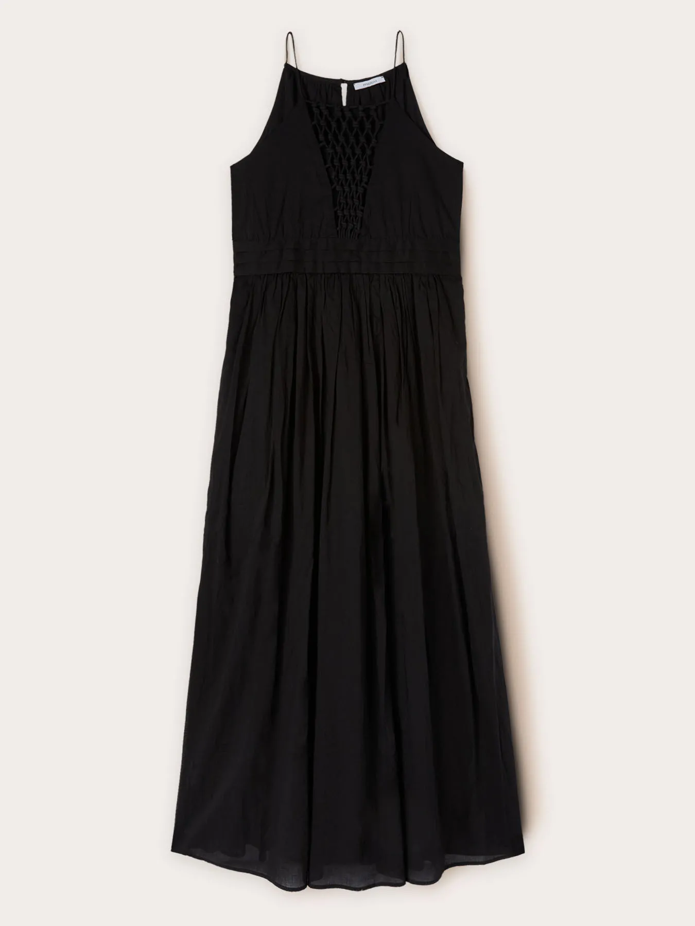 Vestito lungo con inserto ricamato