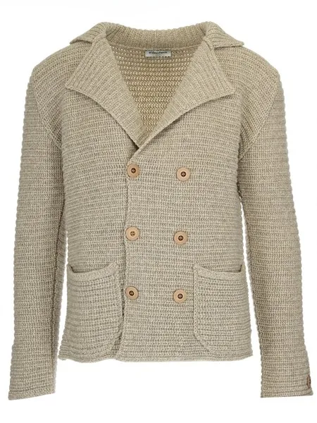 Al Duca D'aosta Uomo Blazer doppiopetto beige in maglia