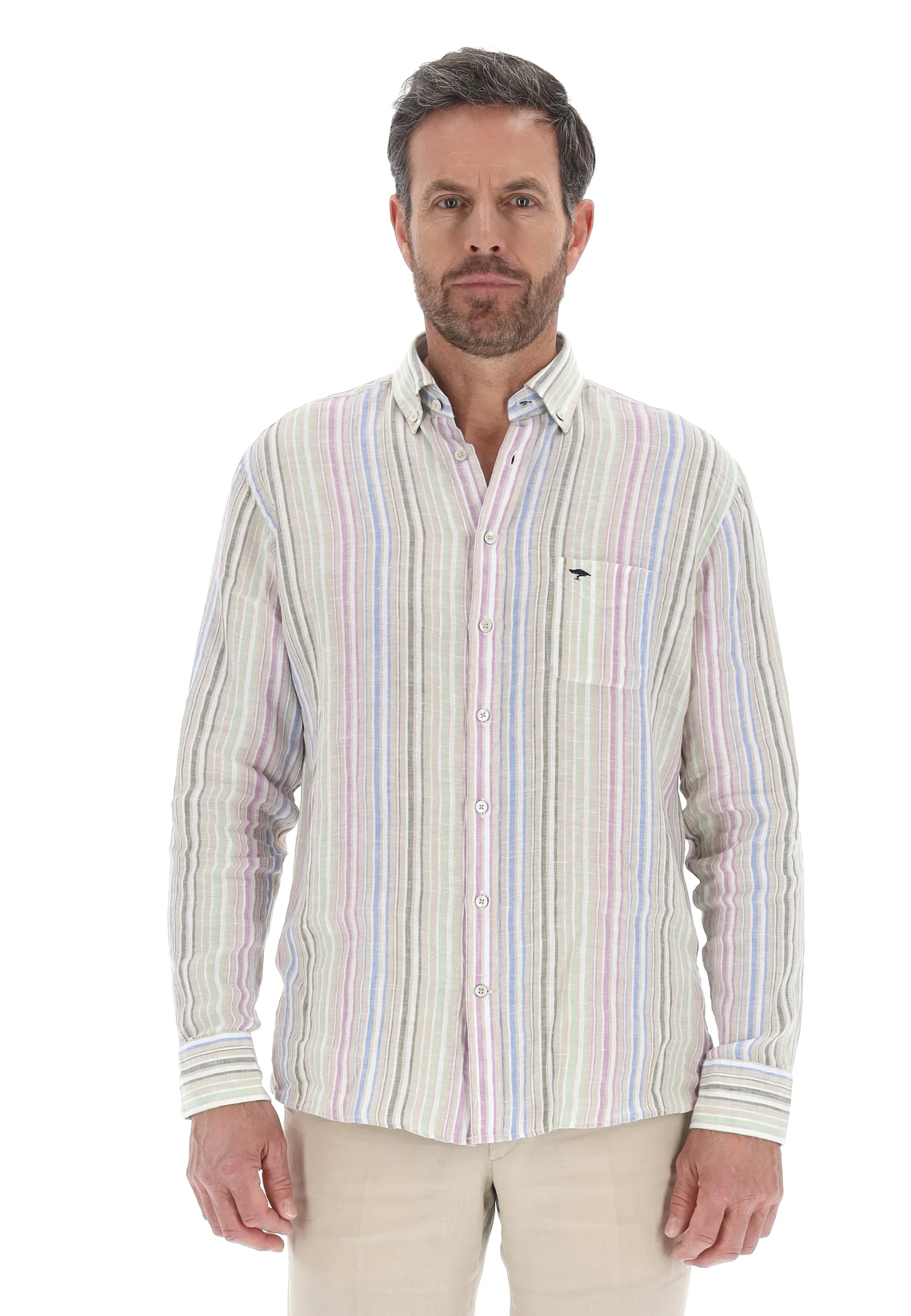 Camicia in lino Fynch Hatton in fantasia righe