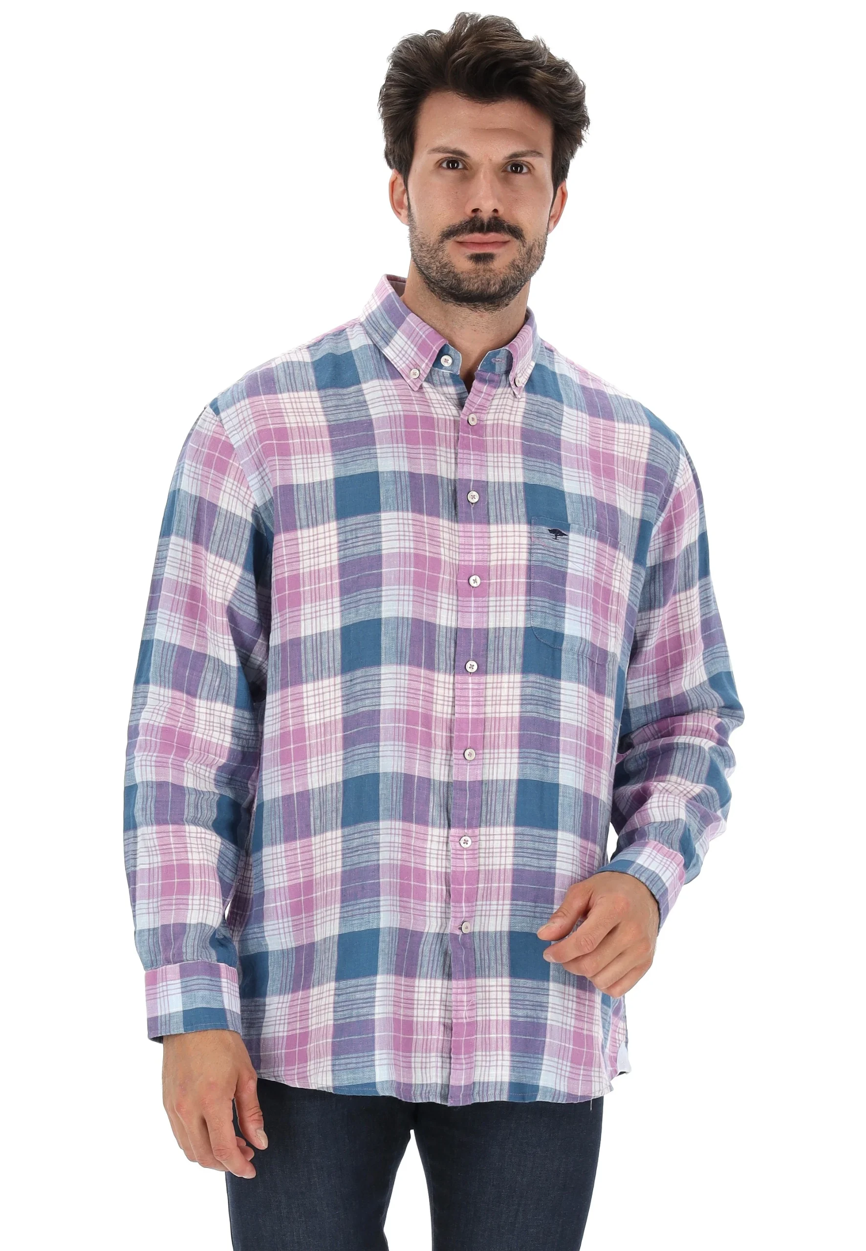 Camicia in lino Fynch Hatton in fantasia quadri art.14136030