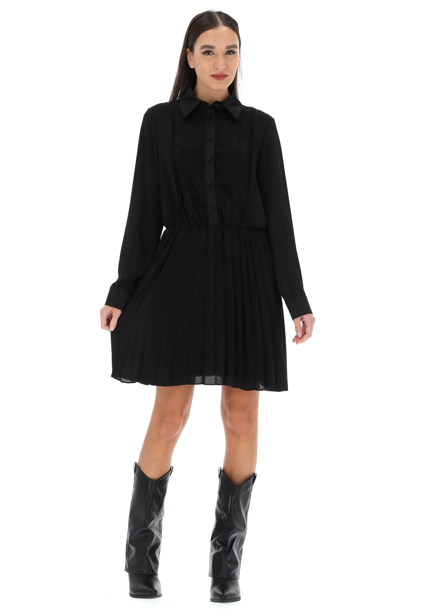 Vestito in georgette con inserto in pizzo Susy Mix