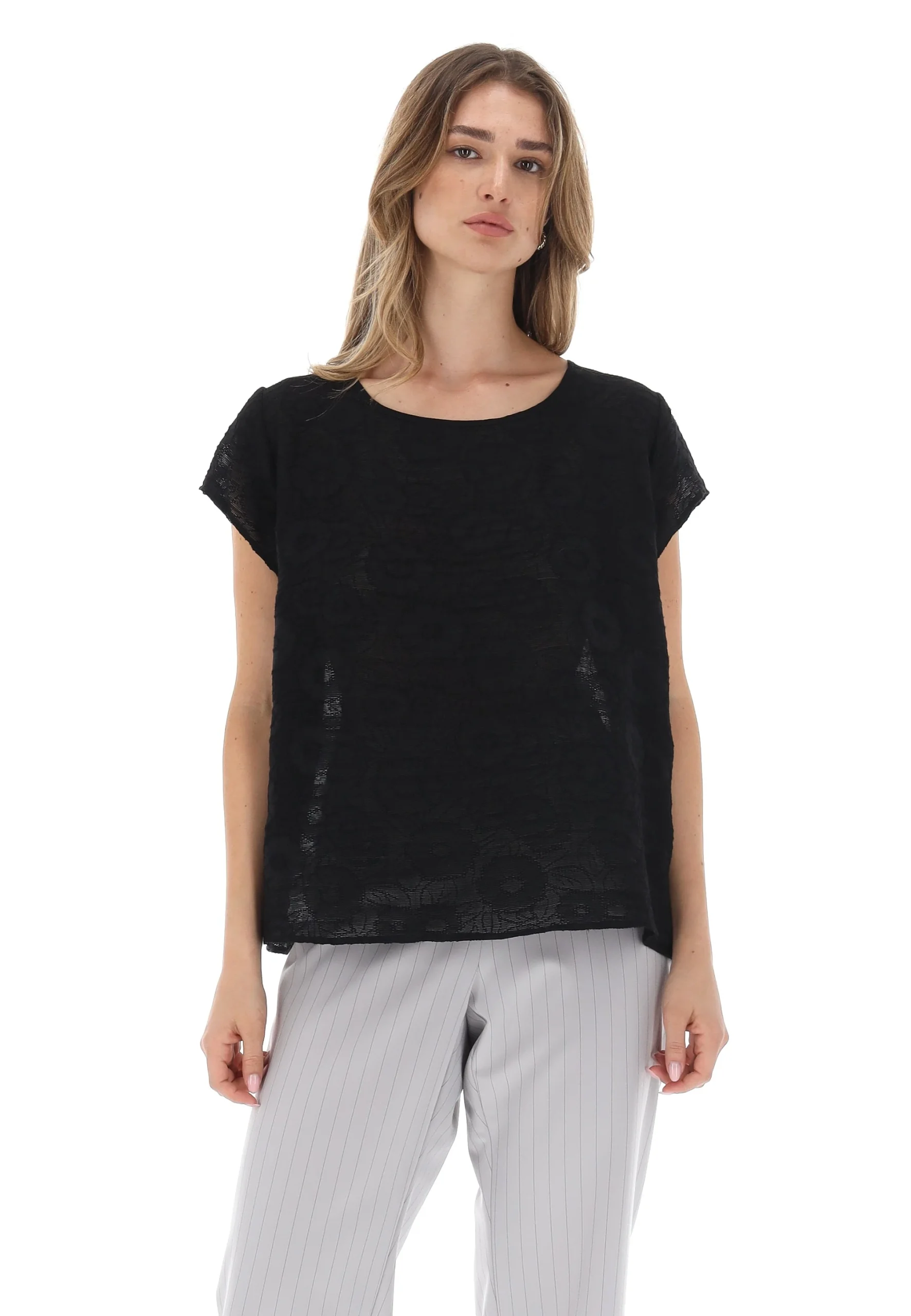 Blusa Sandro Ferrone Lola con fiori ricamati tono su tono