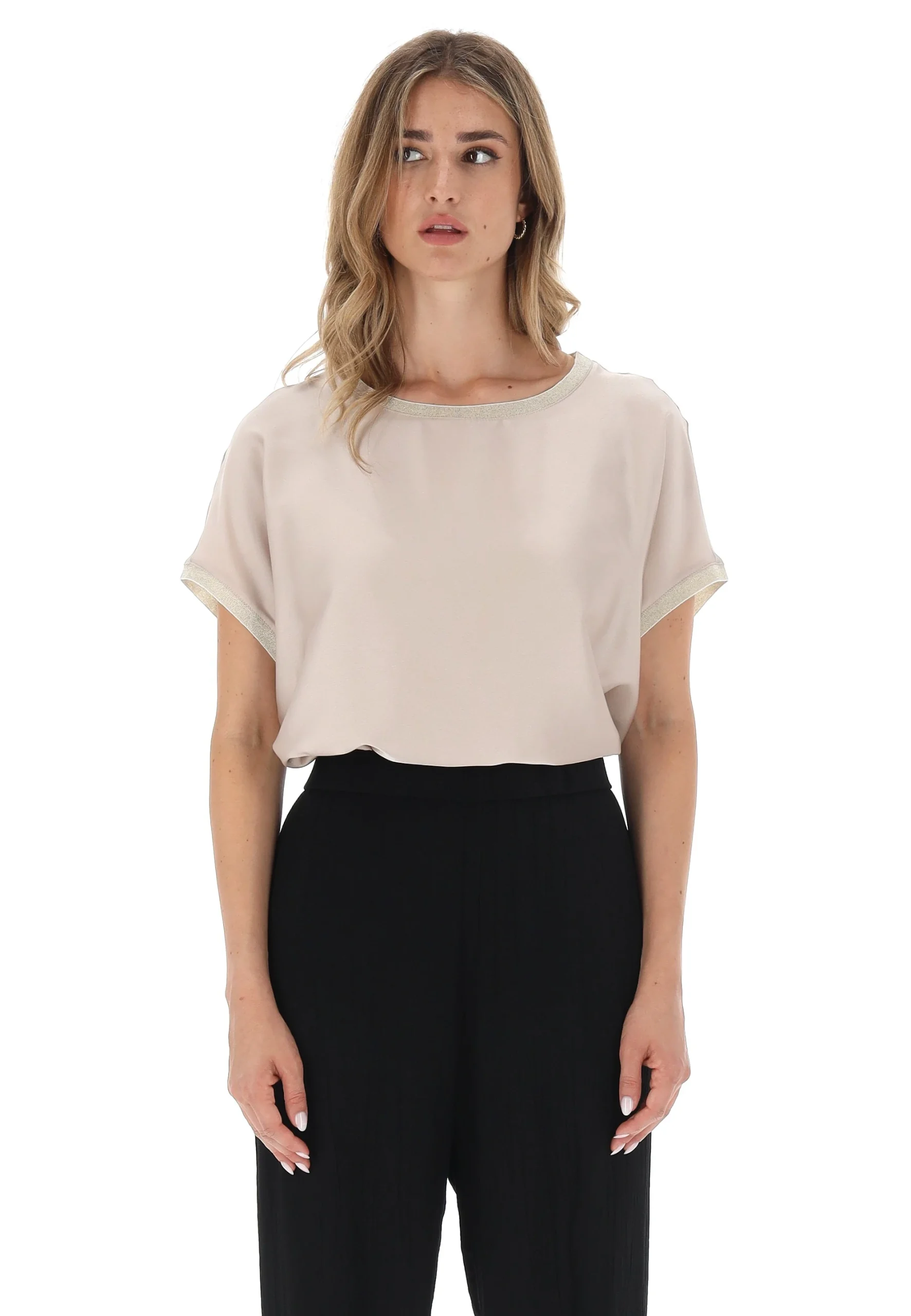 Blusa effetto satin con bordi in lurex Sandro Ferrone donna