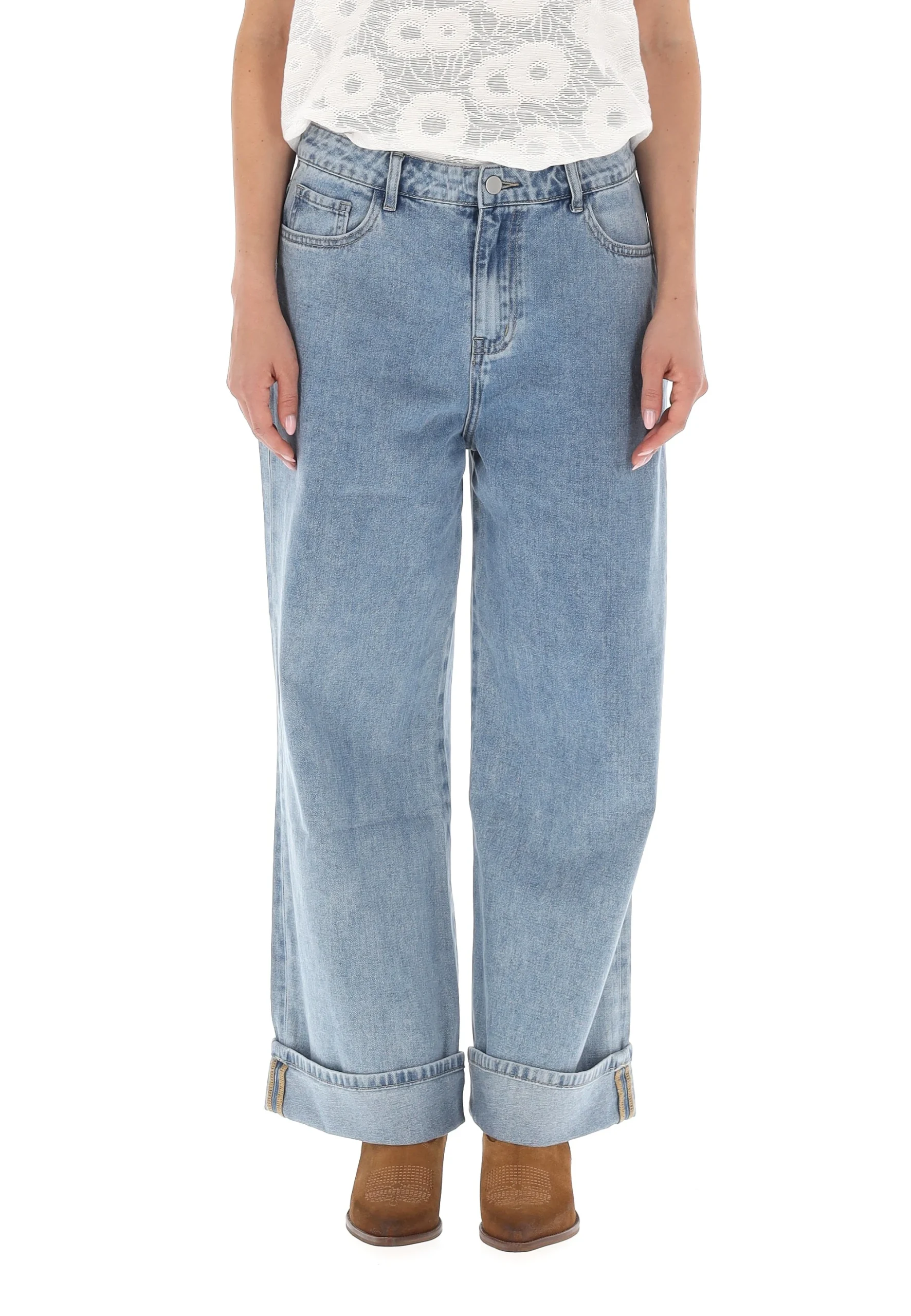 Jeans cropped Sandro Ferrone con risvolto sul fondo