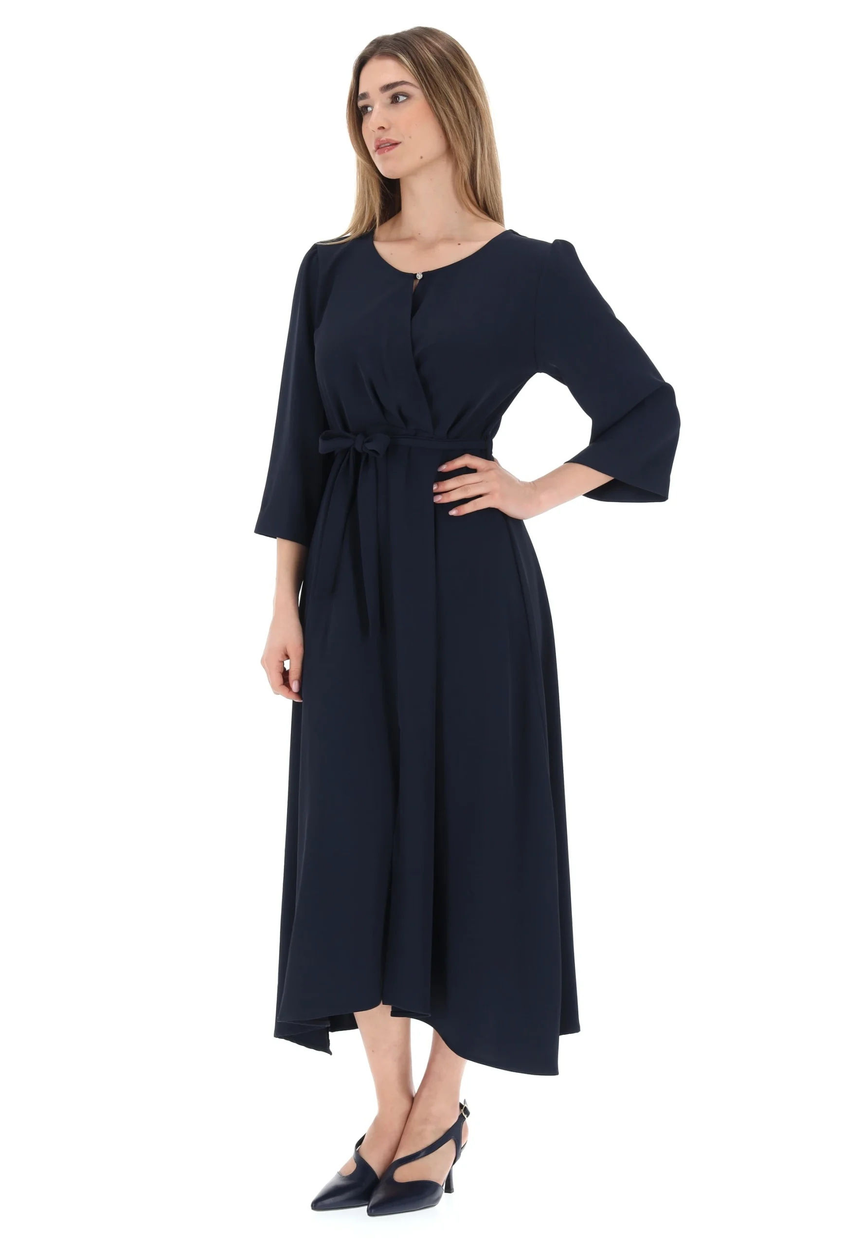 Abito midi fluido con fusciacca Main&Land donna