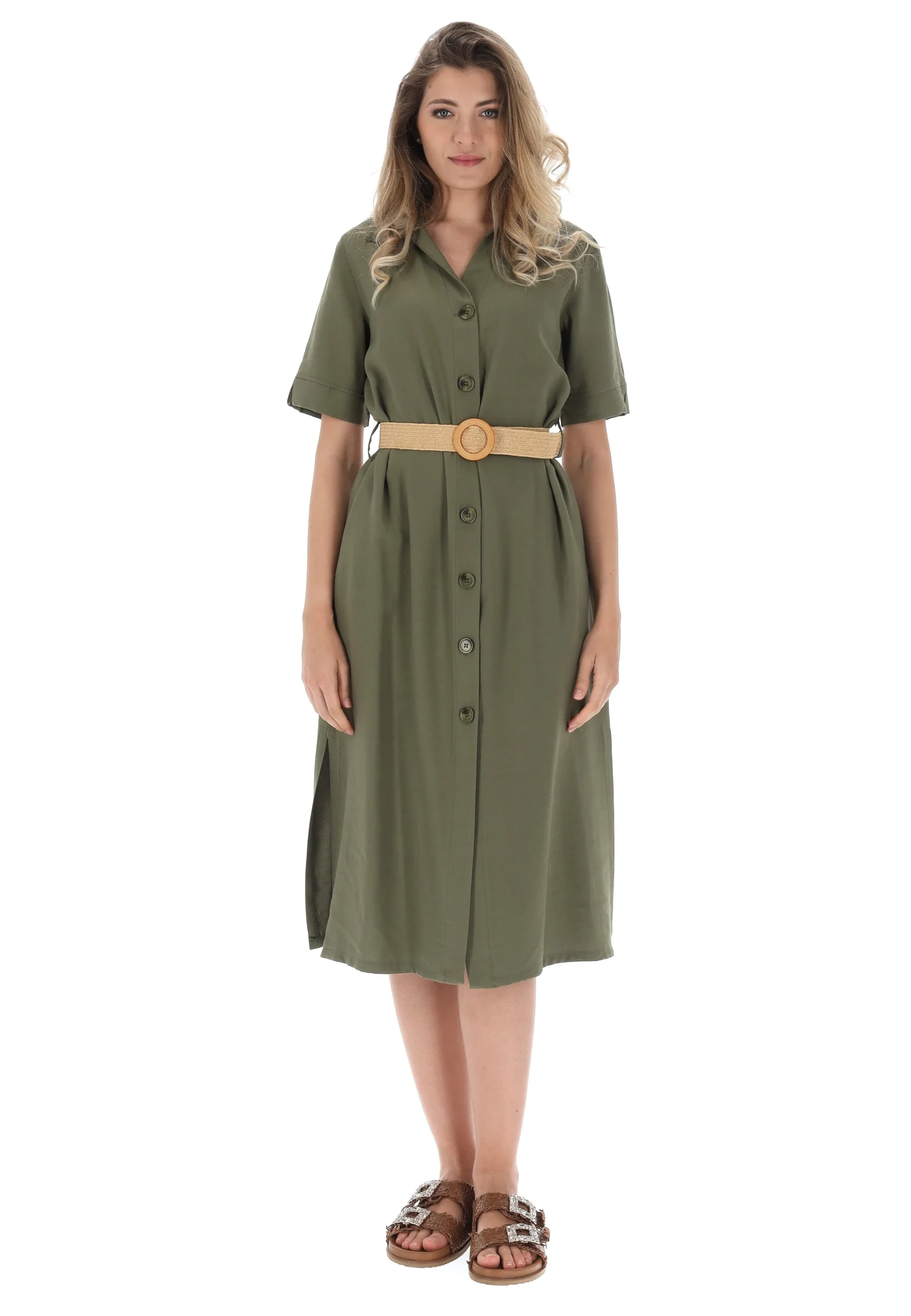 Abito midi manica corta con cintura Main & Land