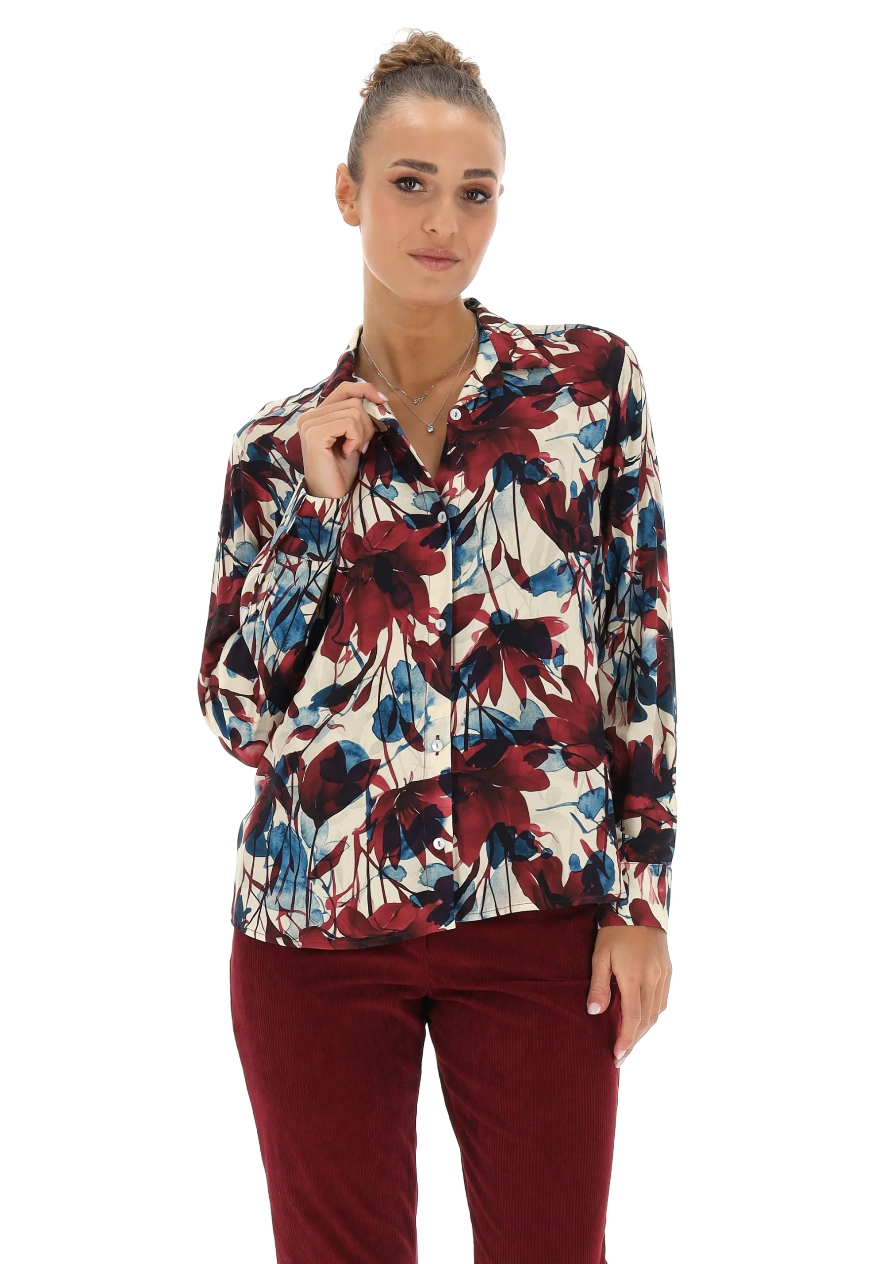 Camicetta Blue Enemy in viscosa con fantasia floreale AI1591