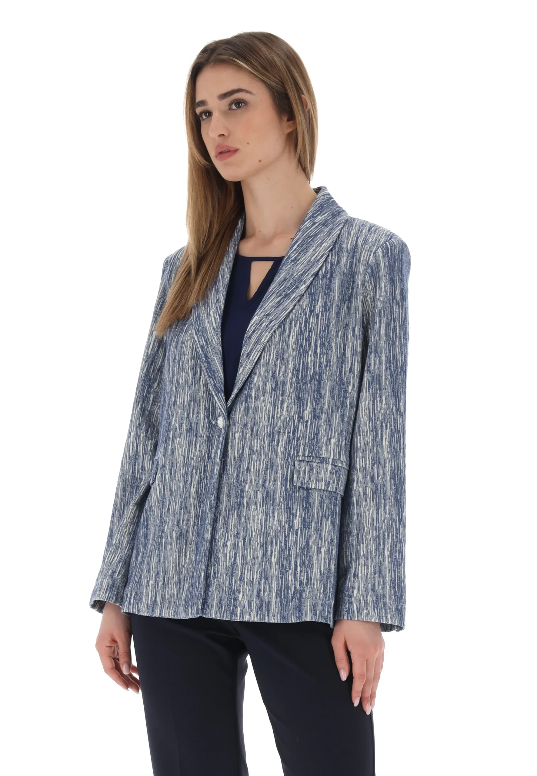 Blazer in tessuto ammagliato con striature lurex Main&Land