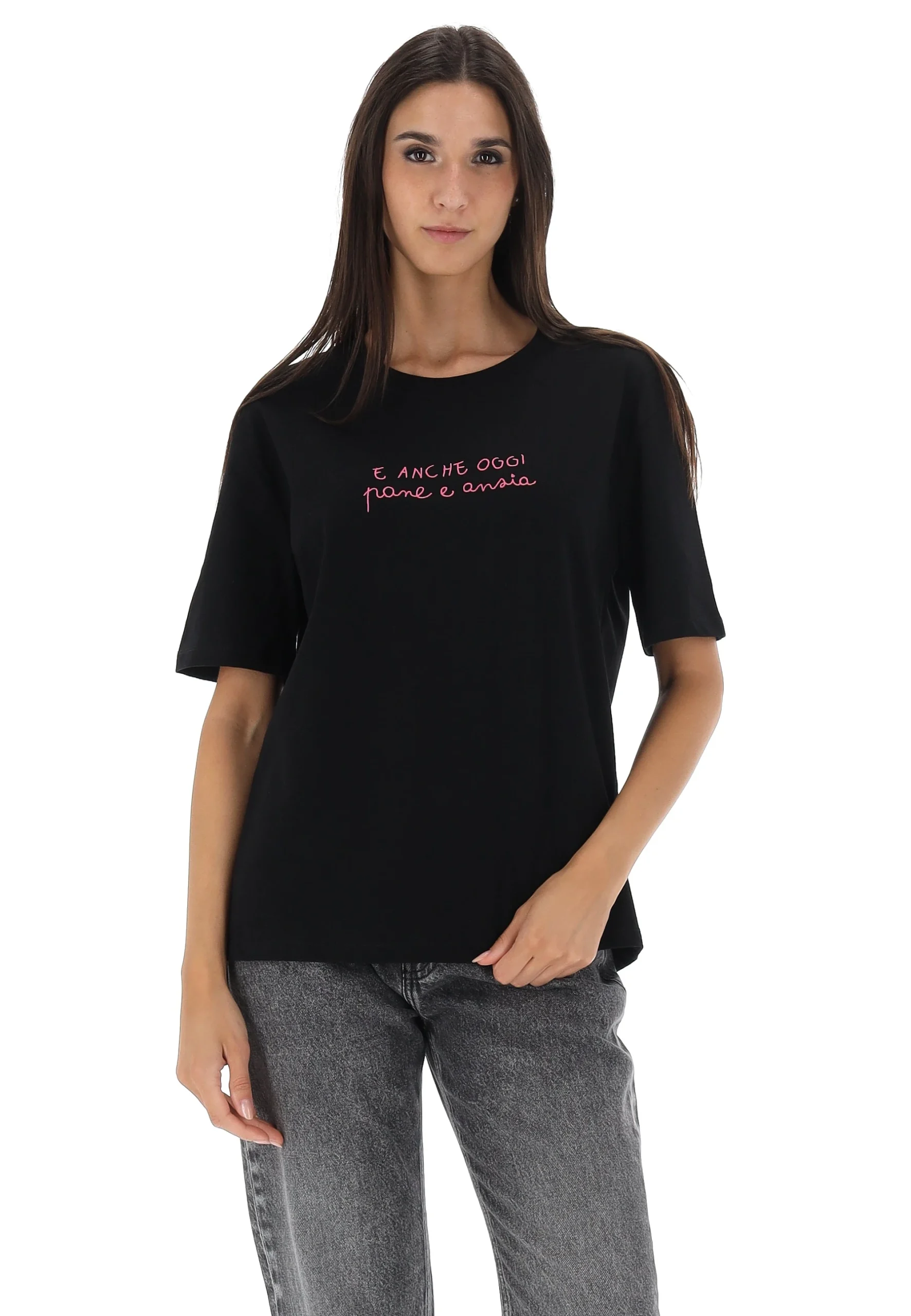 T-shirt relaxed fit Age con ricamo e anche oggi pane e ansia