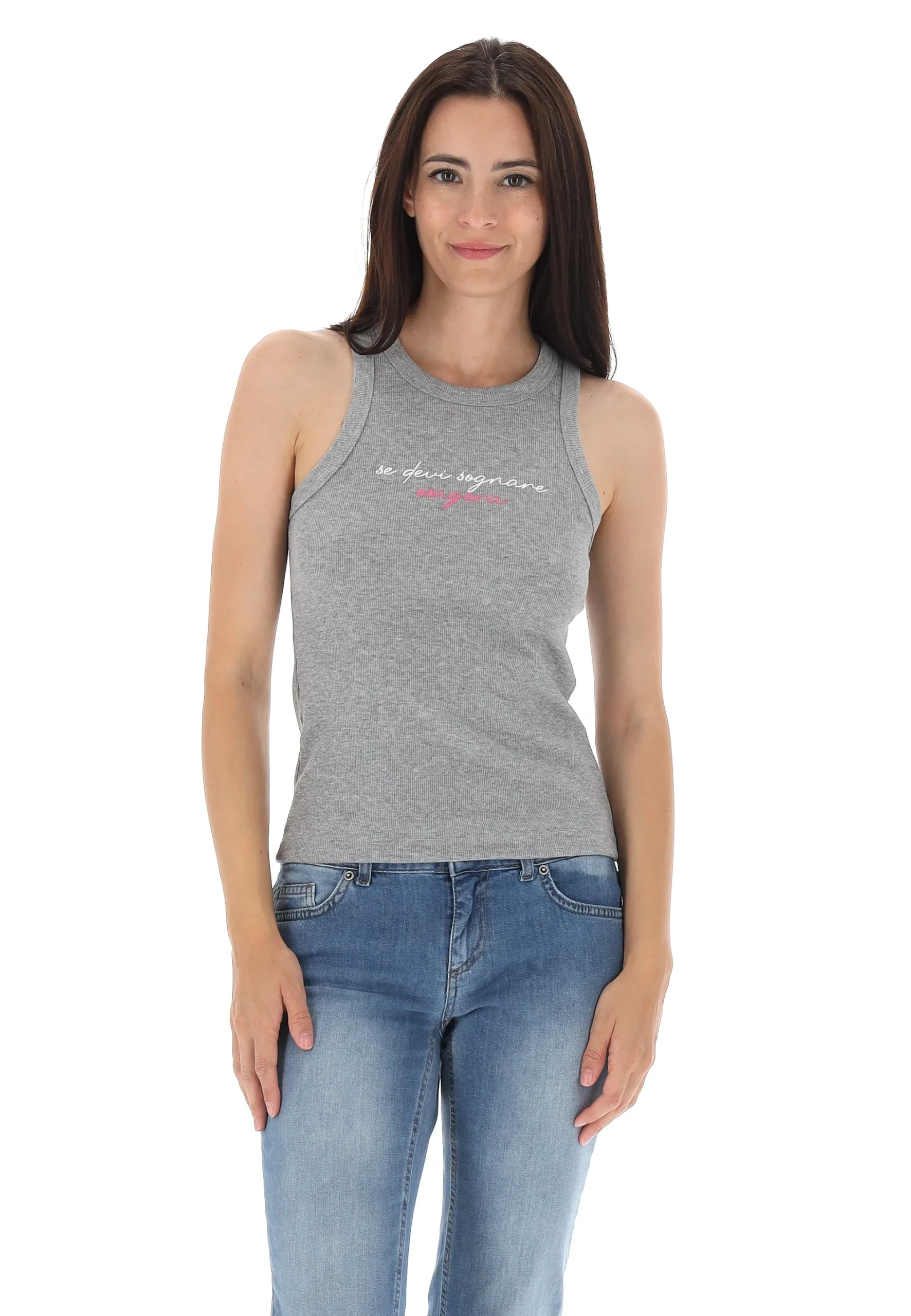 Canotta a costine Age con scritta ricamata