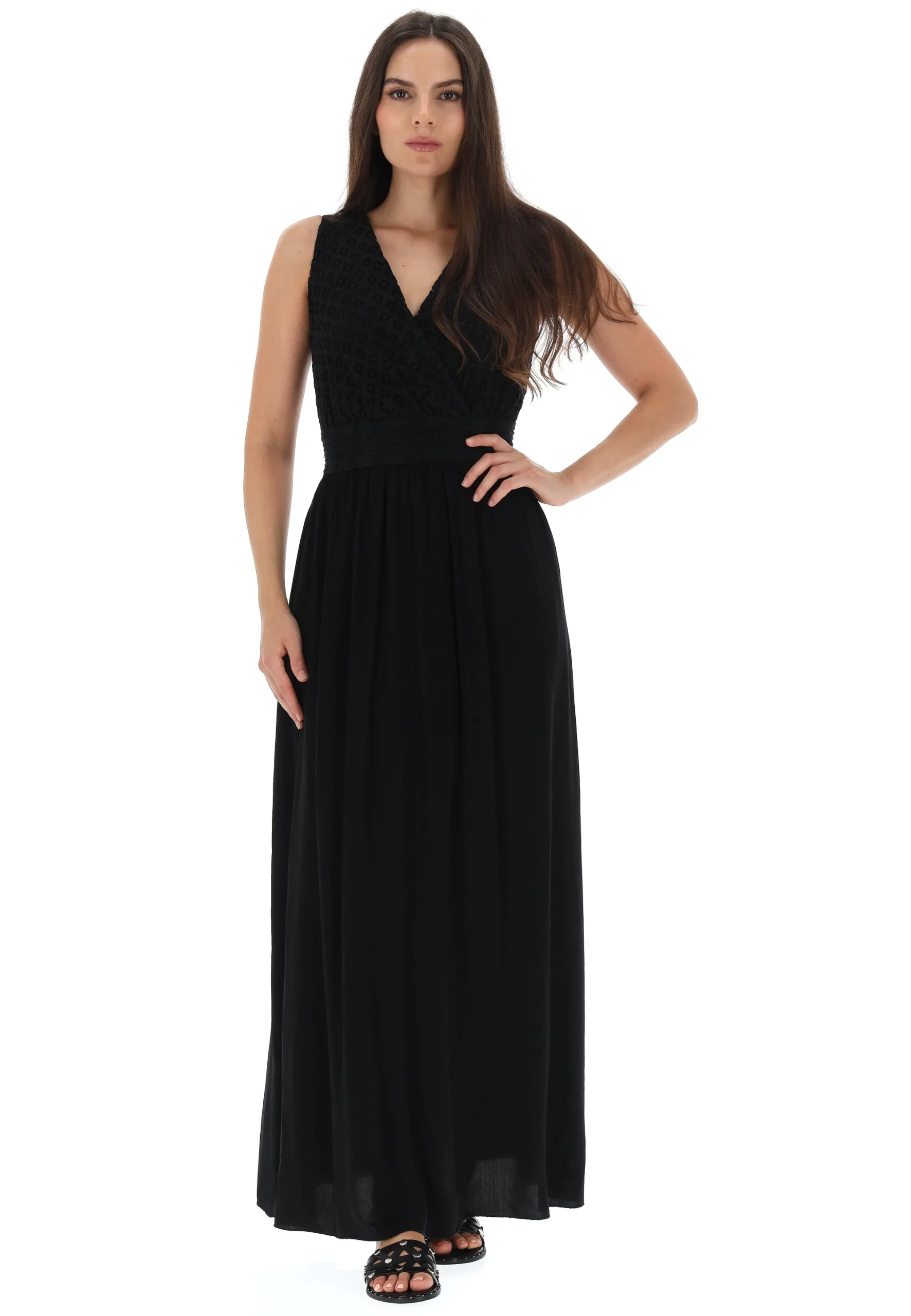 Abito in viscosa con corpetto lavorato Hailys donna