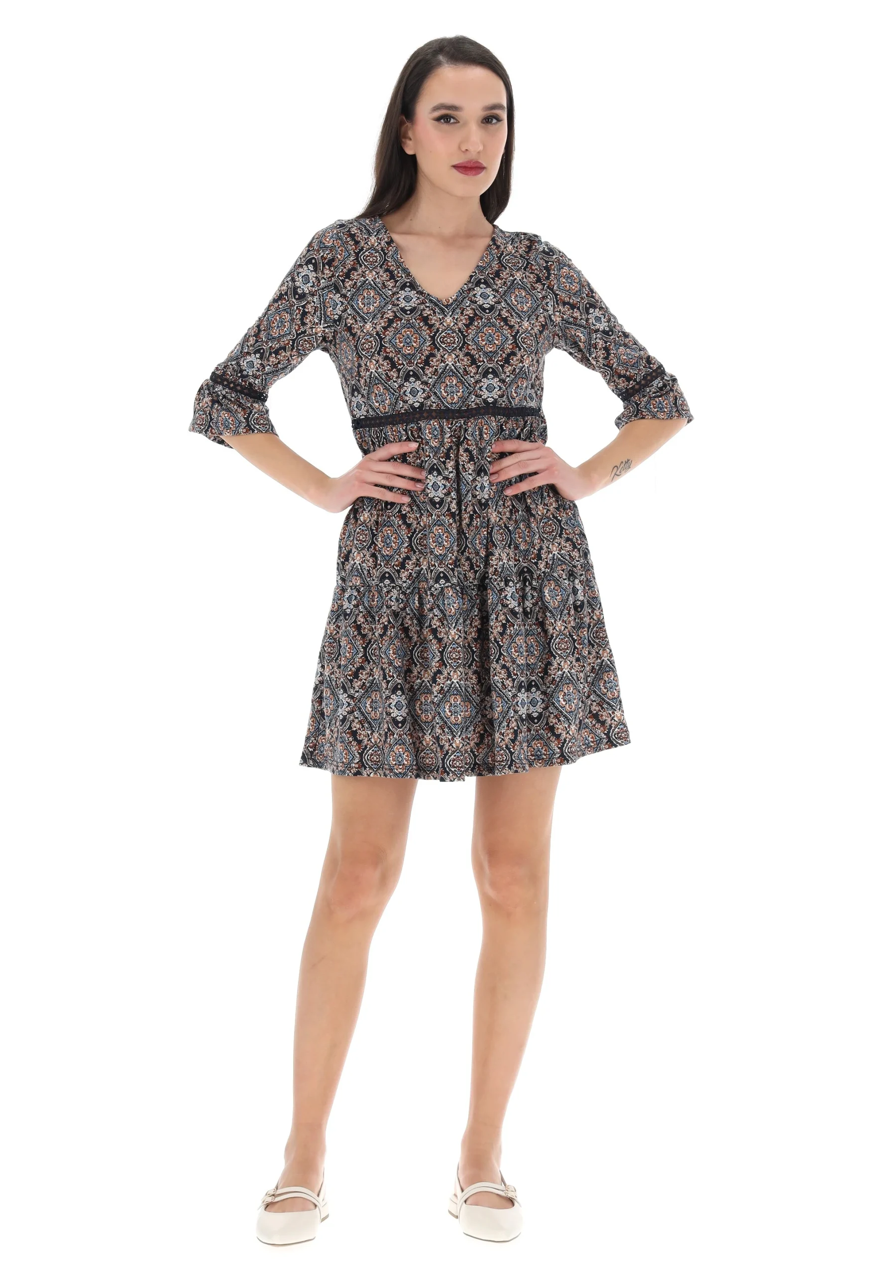 Vestito fantasia etnica in maglia Hailys