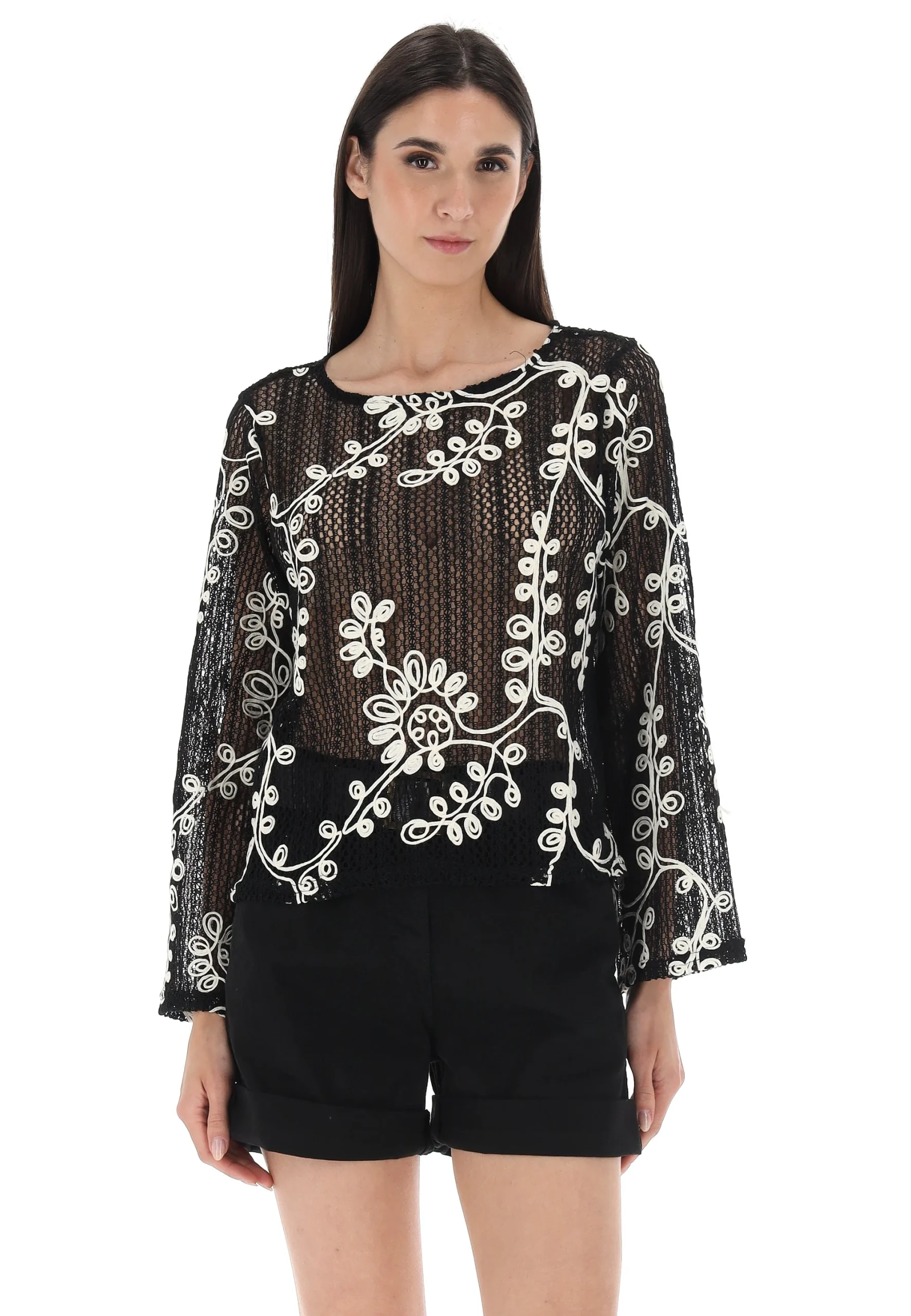 Blusa con ricami a contrasto Hailys donna