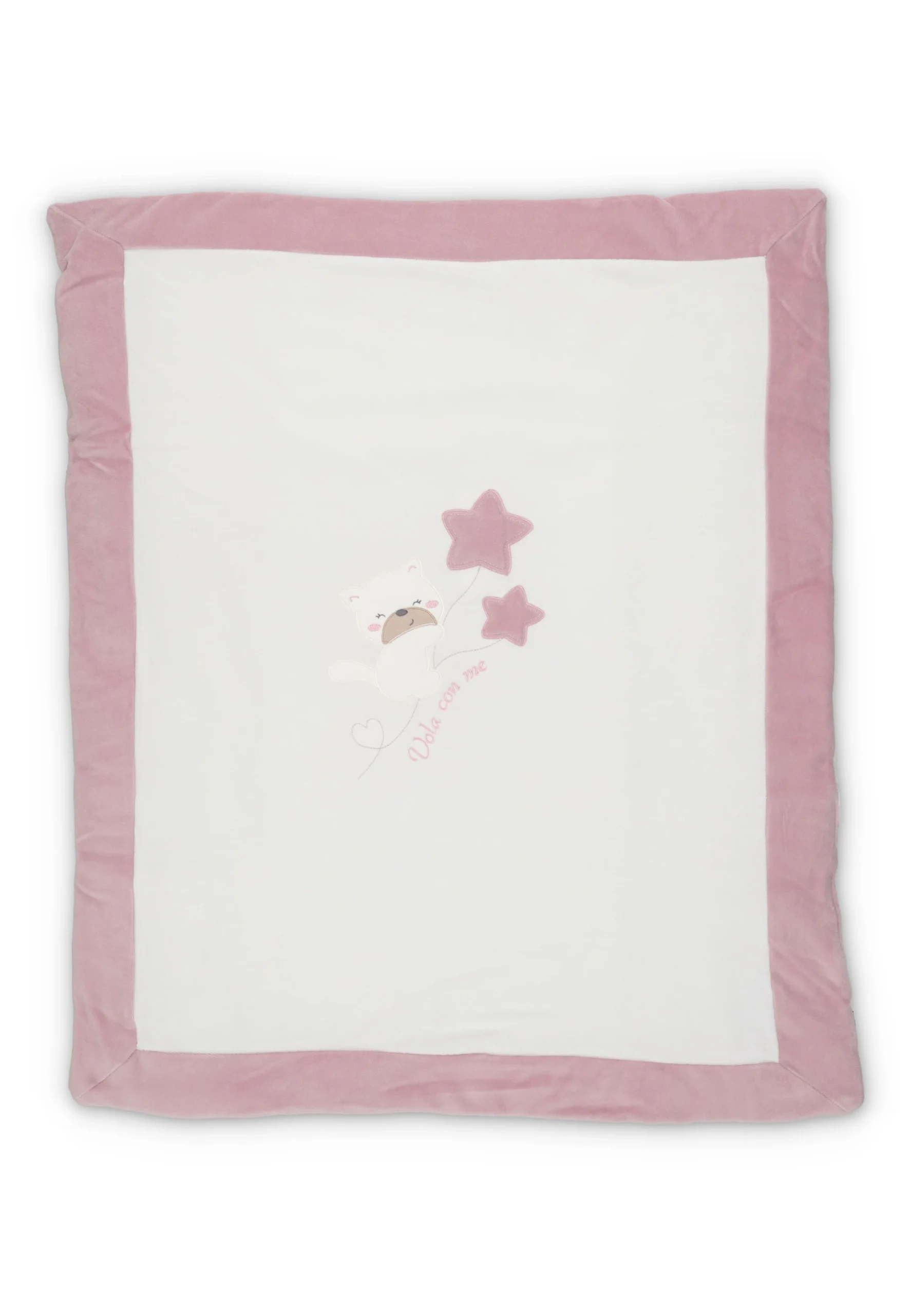 Copertina imbottita neonata Gary con ricamo centrale