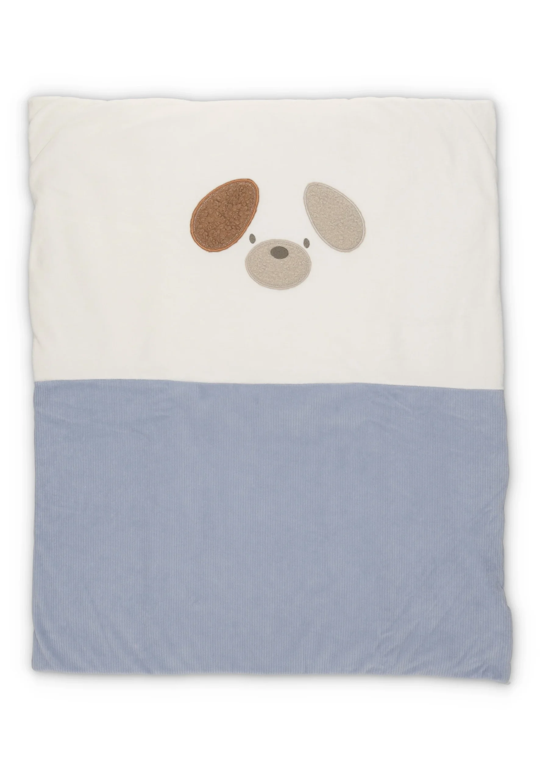 Copertina imbottita in ciniglia Gary con ricamo centrale