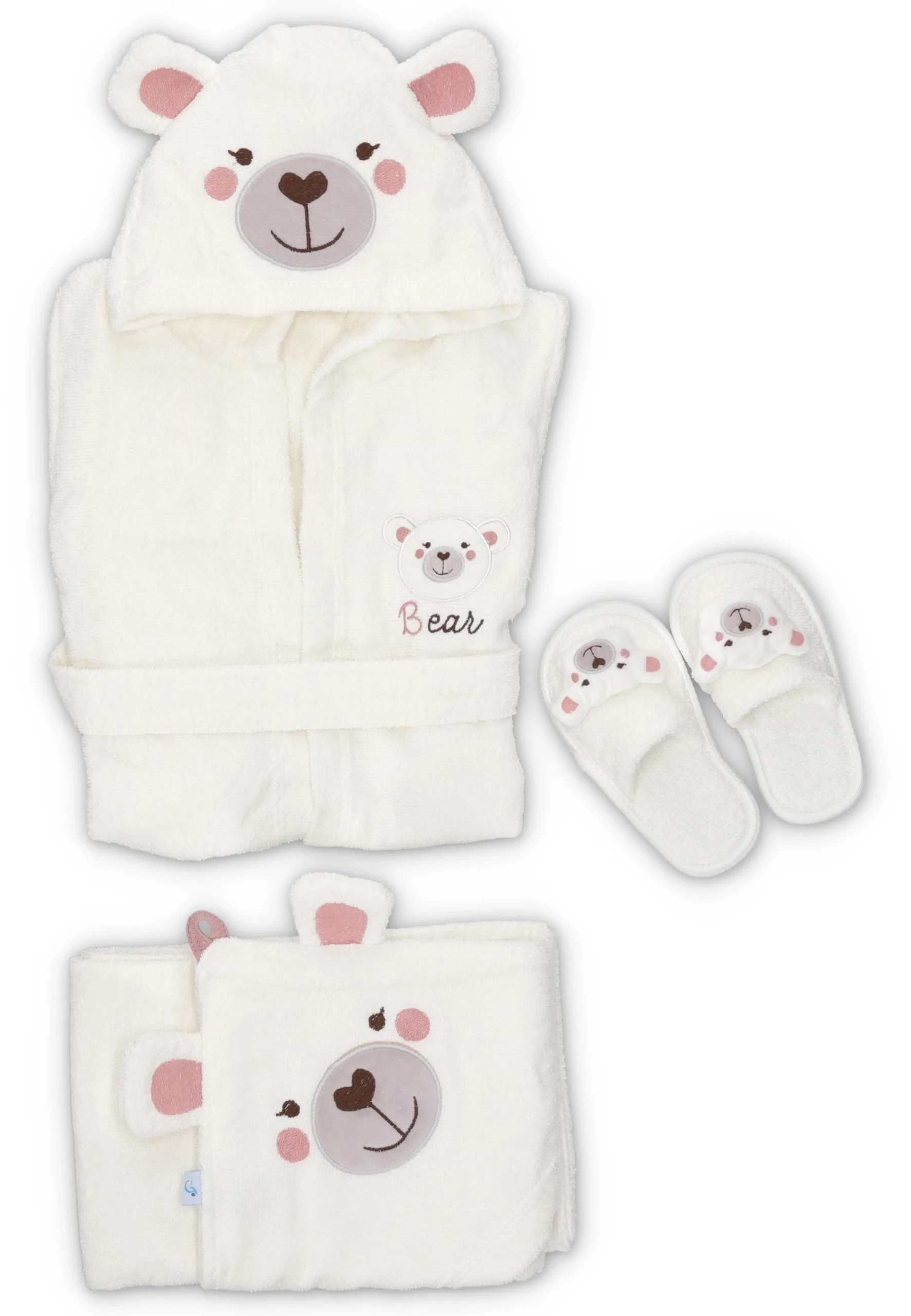 Set bagnetto Gary neonato in spugna di cotone con orsetto