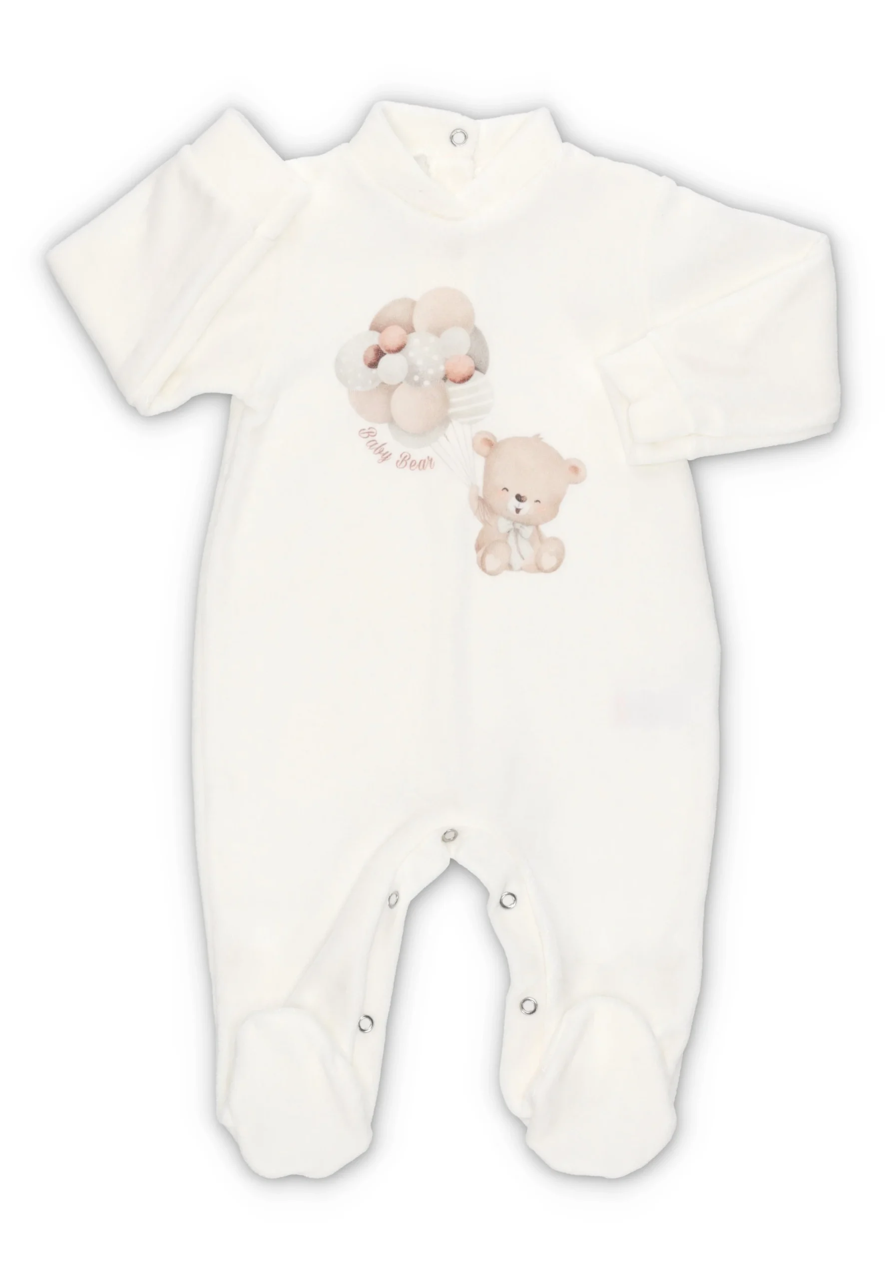 Tutina in ciniglia Gary con stampa orsetto e palloncini