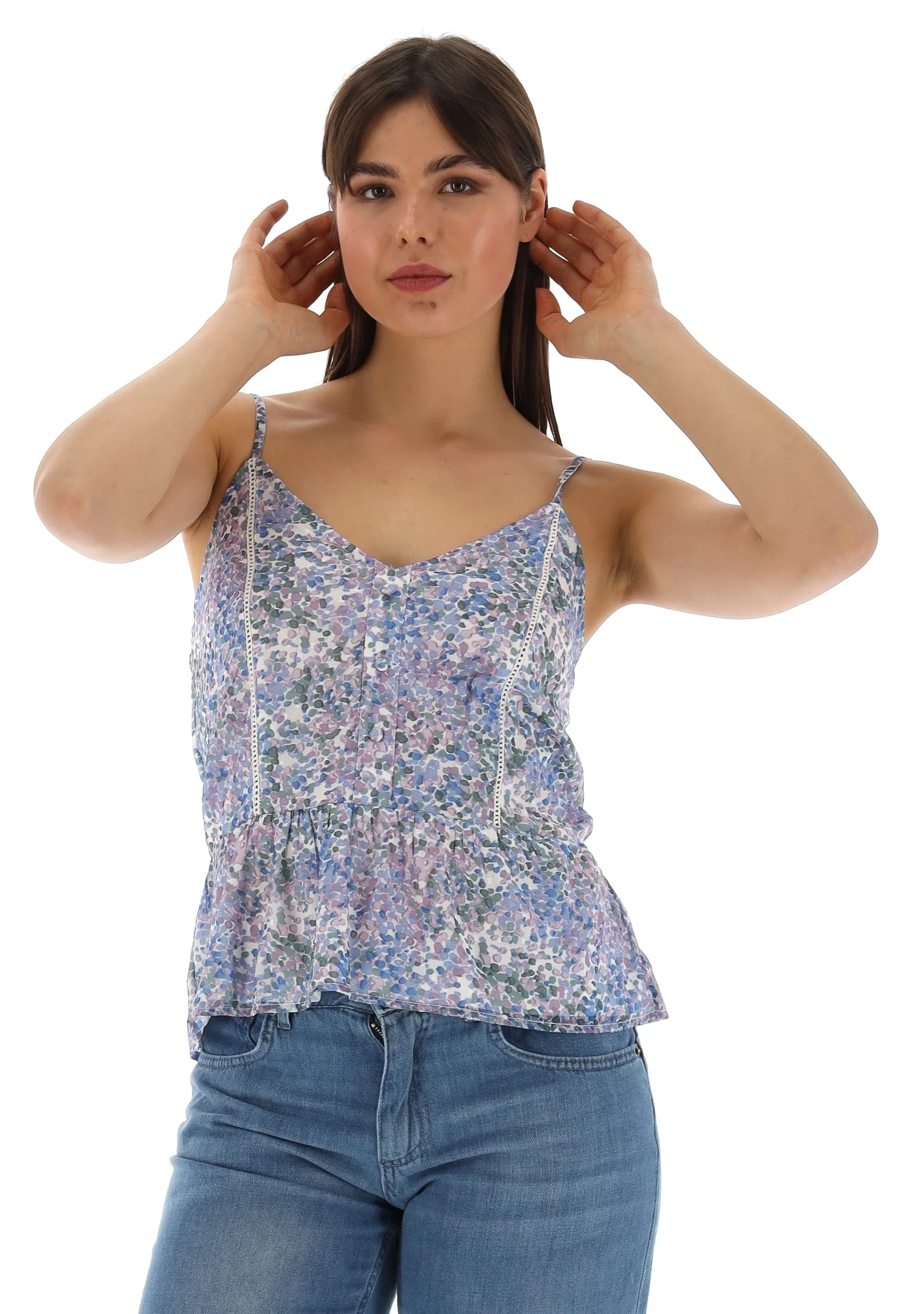 Top Tiffosi con spalline sottili fantasia floreale