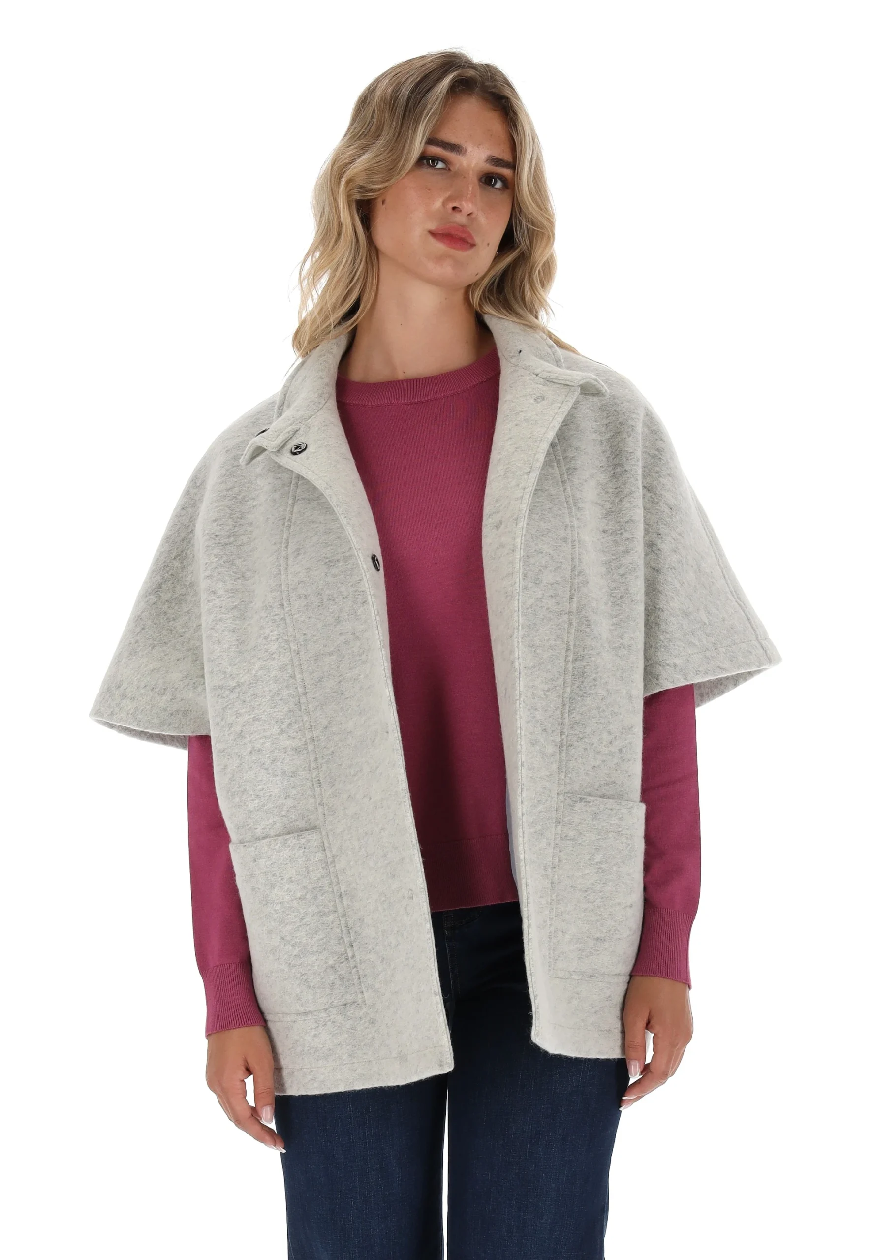 Mantella con tasche misto lana Main & Land donna