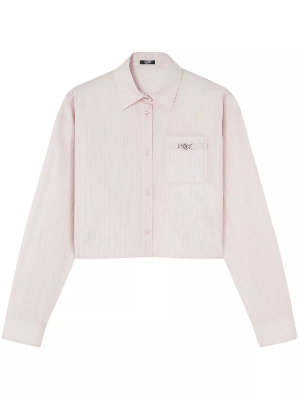 Camicia corta pinstripe chain di Versace