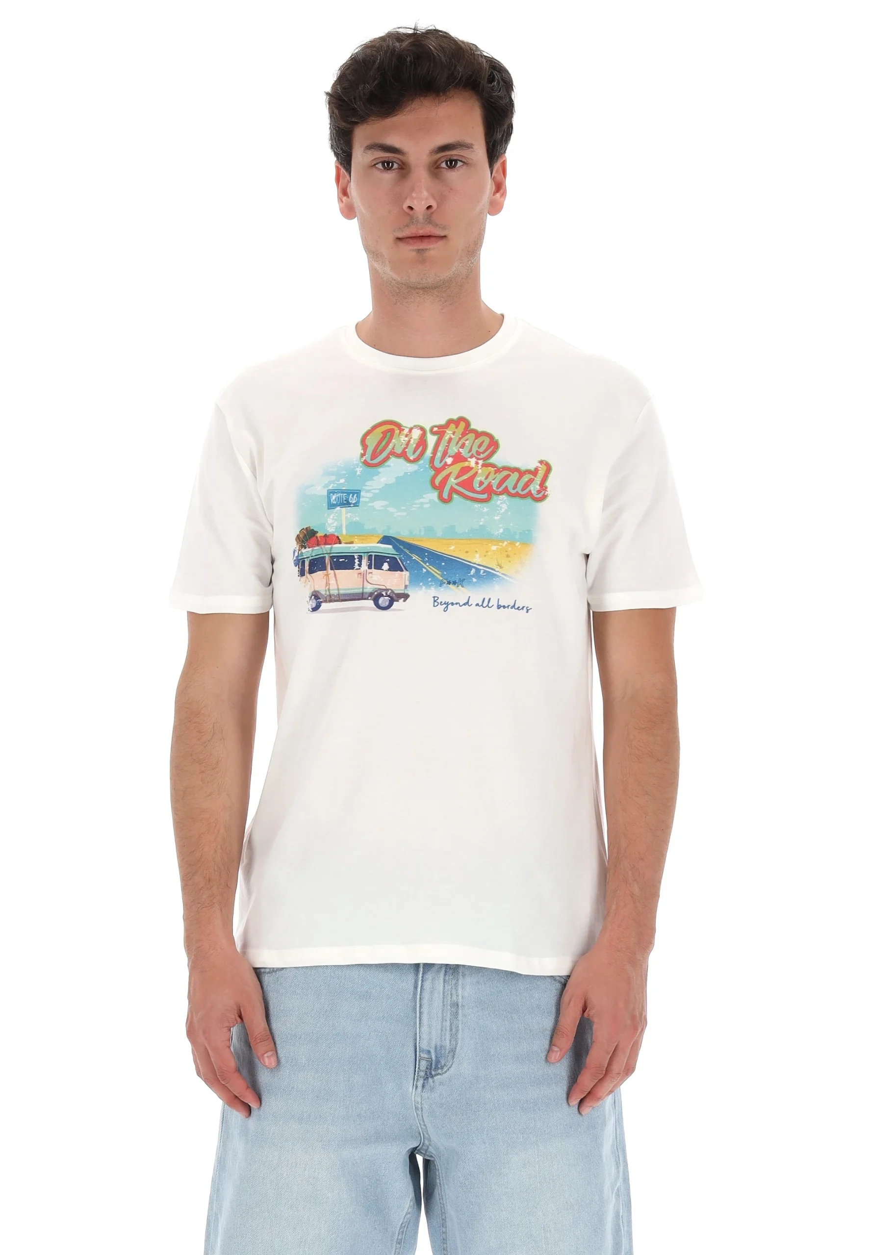 T-shirt uomo F**K con stampa on the road