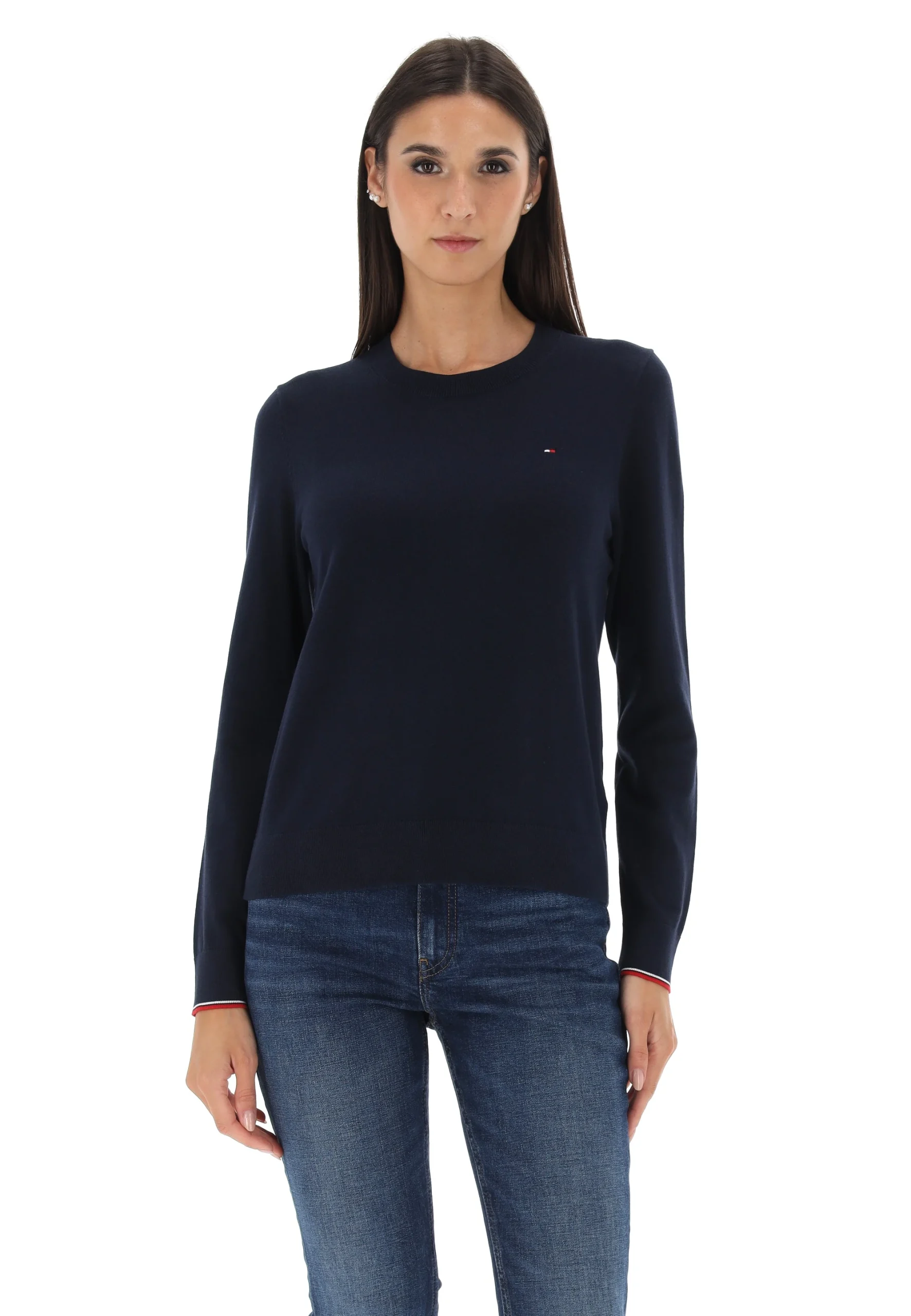 Pullover Tommy Hilfiger donna con logo piccolo
