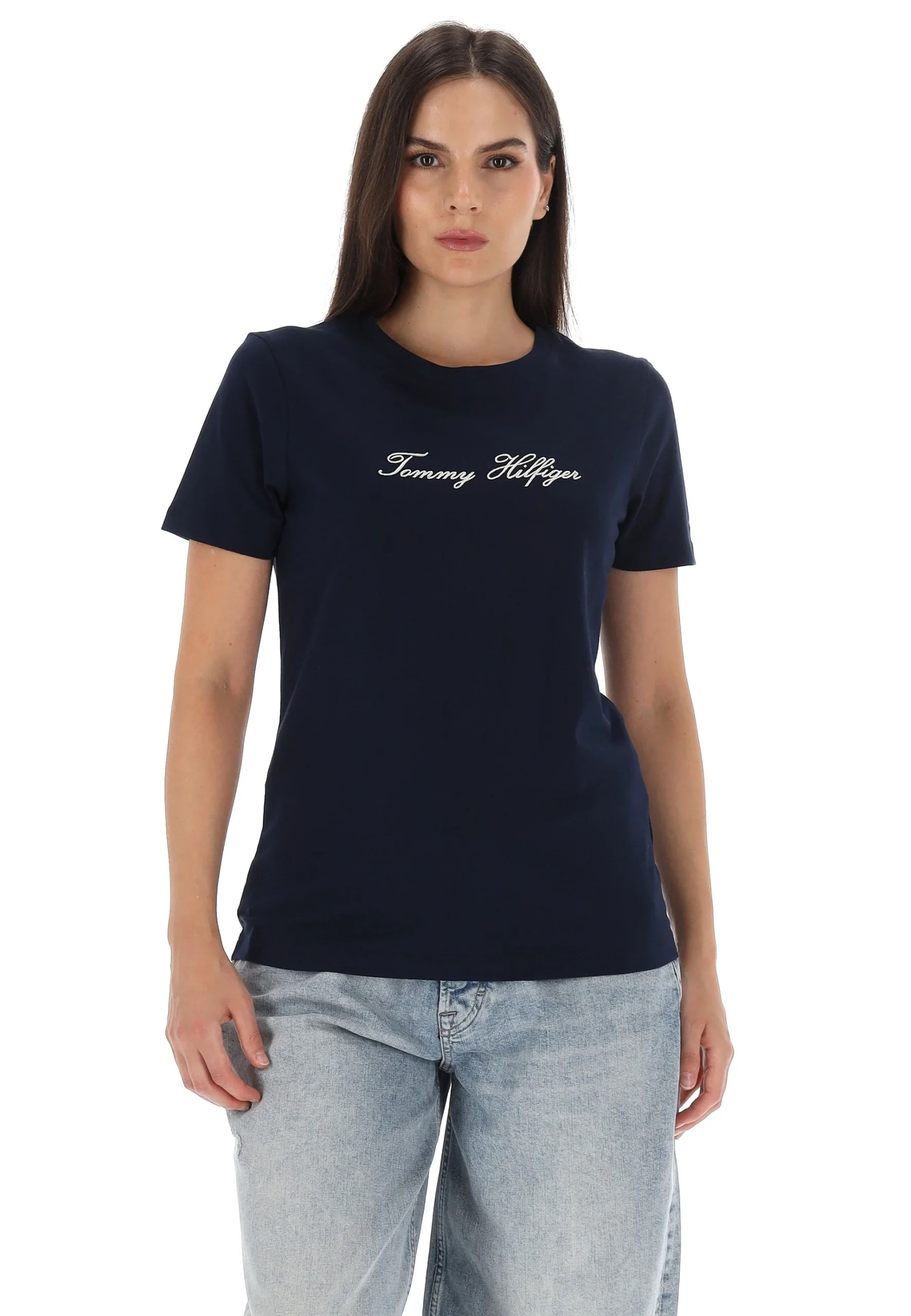 T-shirt donna Tommy Hilfiger con scritta ricamata WW0WW47210