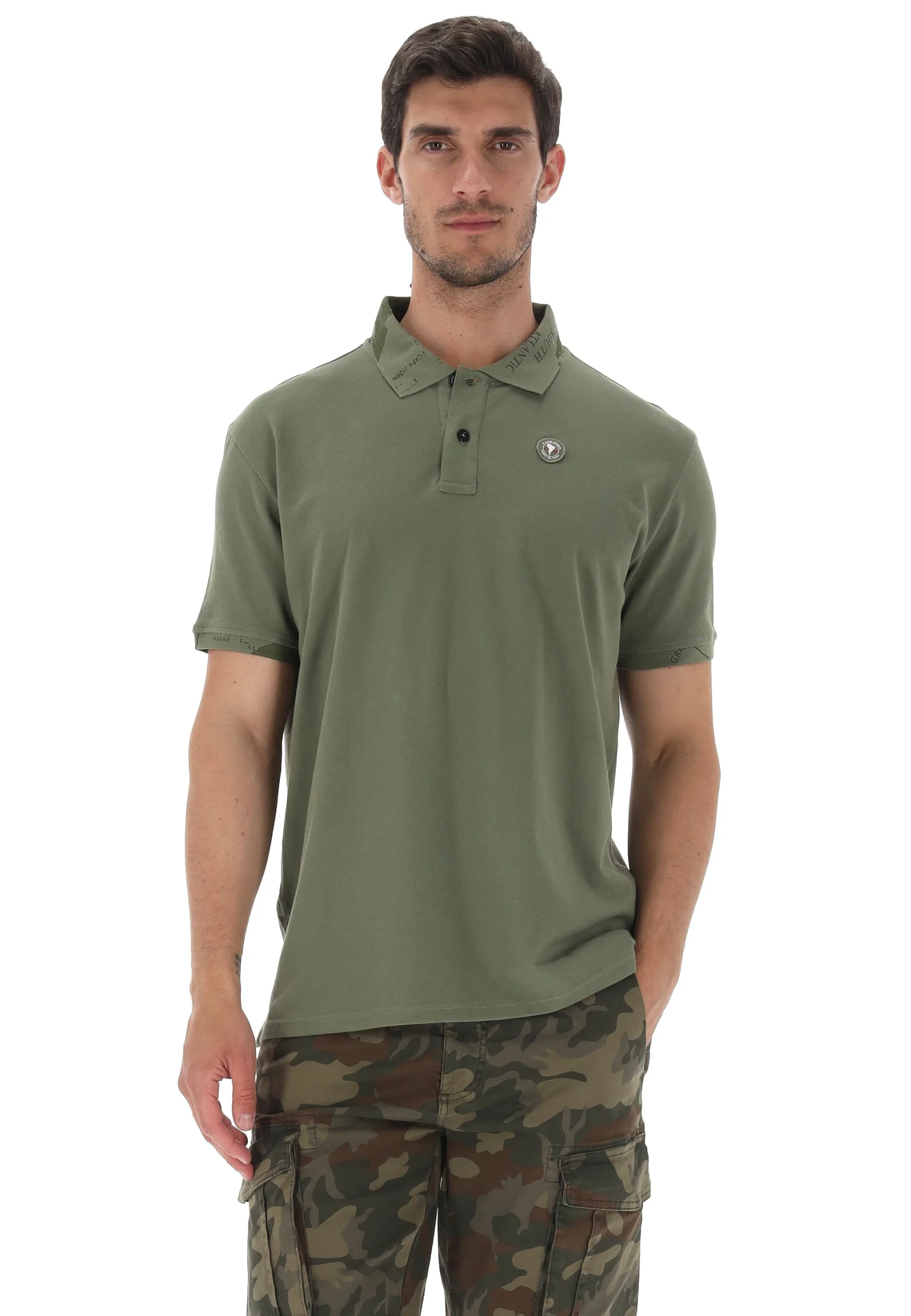 Polo piquet con stampa colletto e maniche Cape Horn uomo