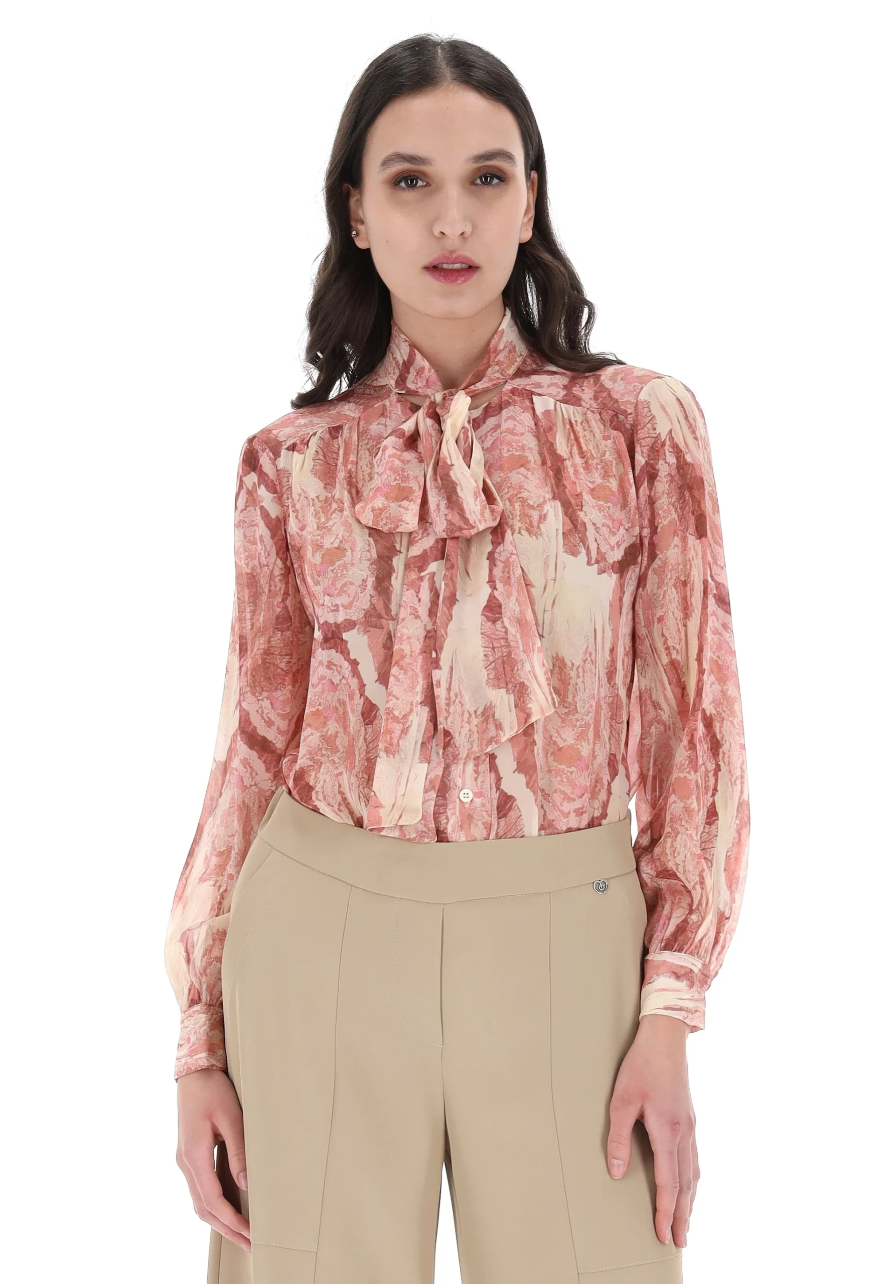 Camicetta con fiocco Dixie con fantasia ramage donna