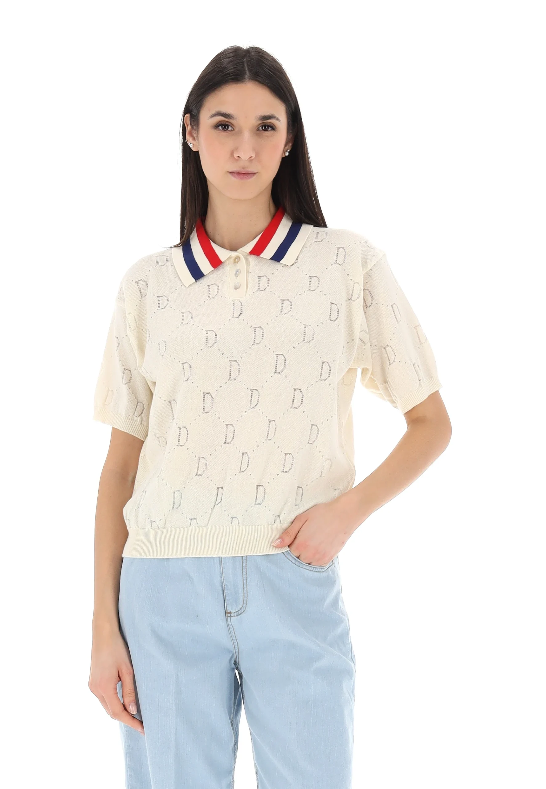 Pullover polo Dixie donna con logo all over M701W013A