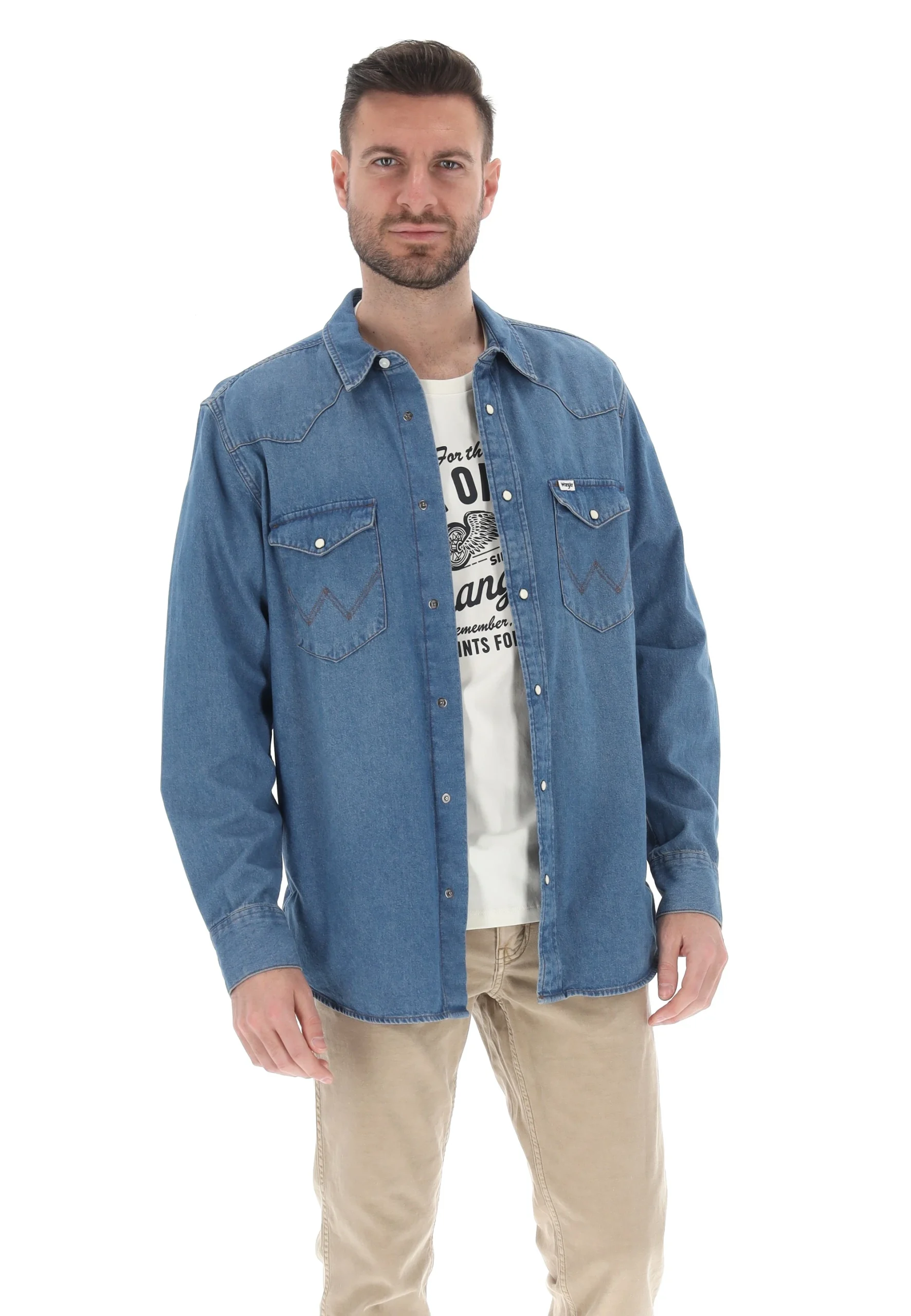 Camicia Wrangler in denim art. 112362744