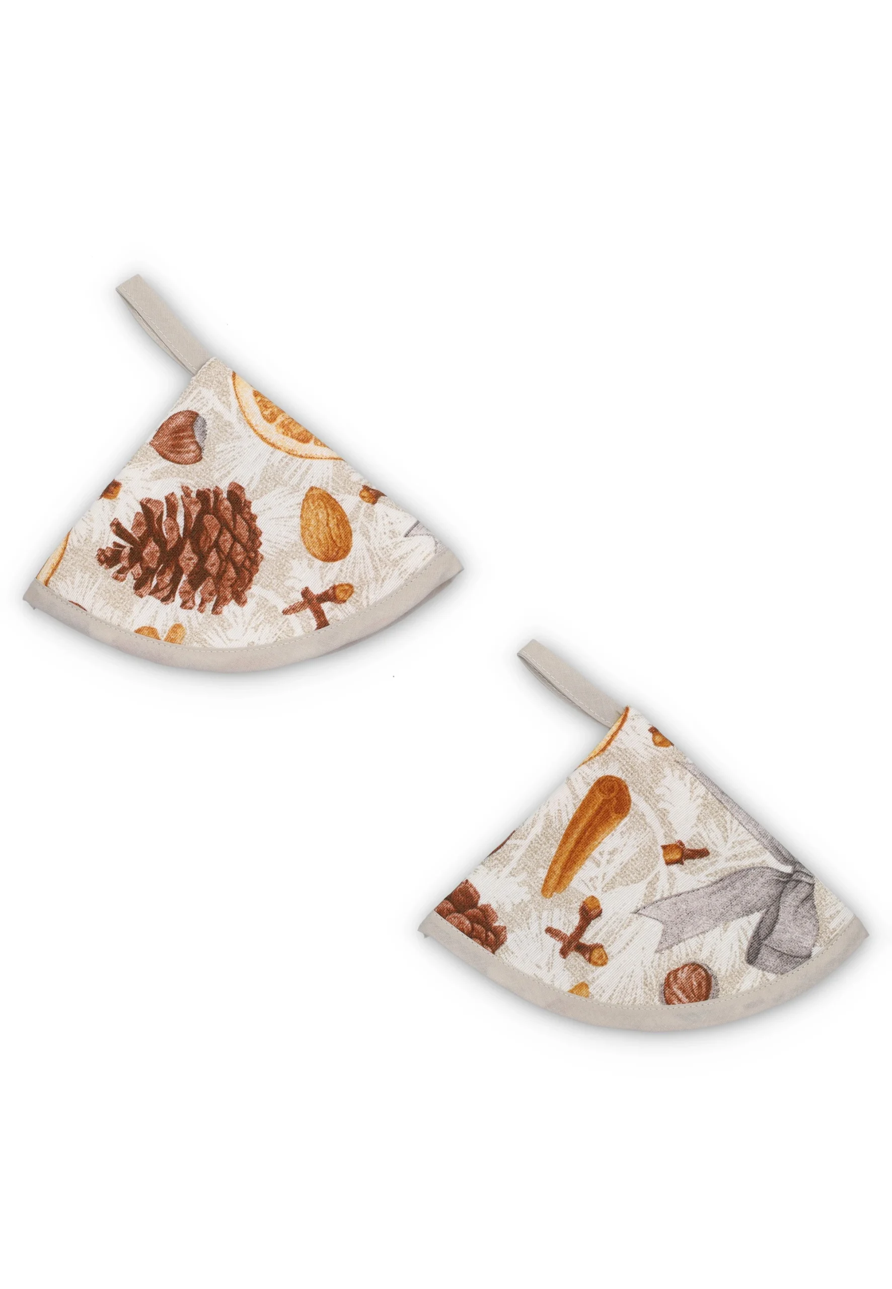 Coppia presine a cappuccio Dreams mod. Gemmina con pigne e canditi