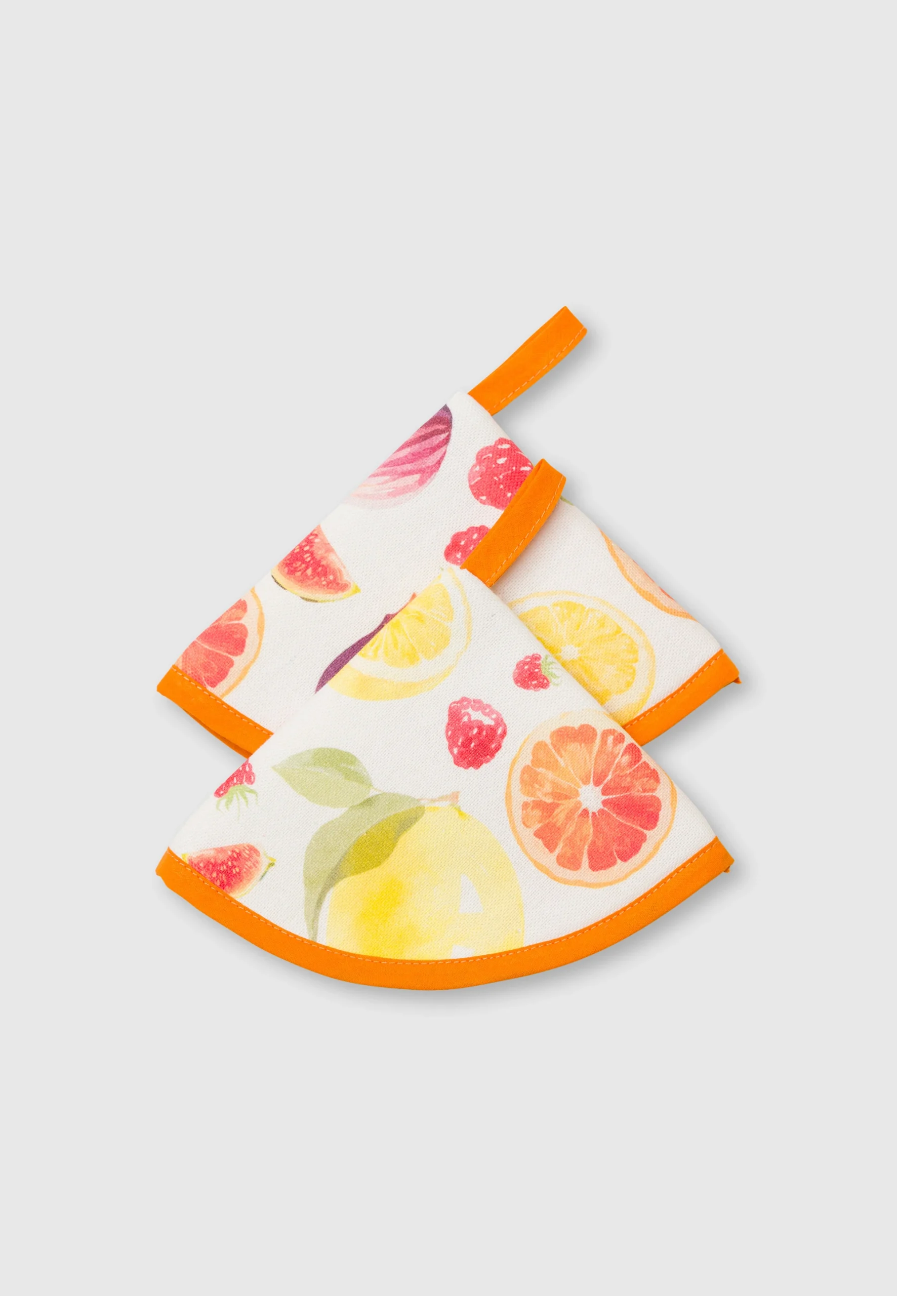 Set due presine a cappuccio Dreams con stampa frutta