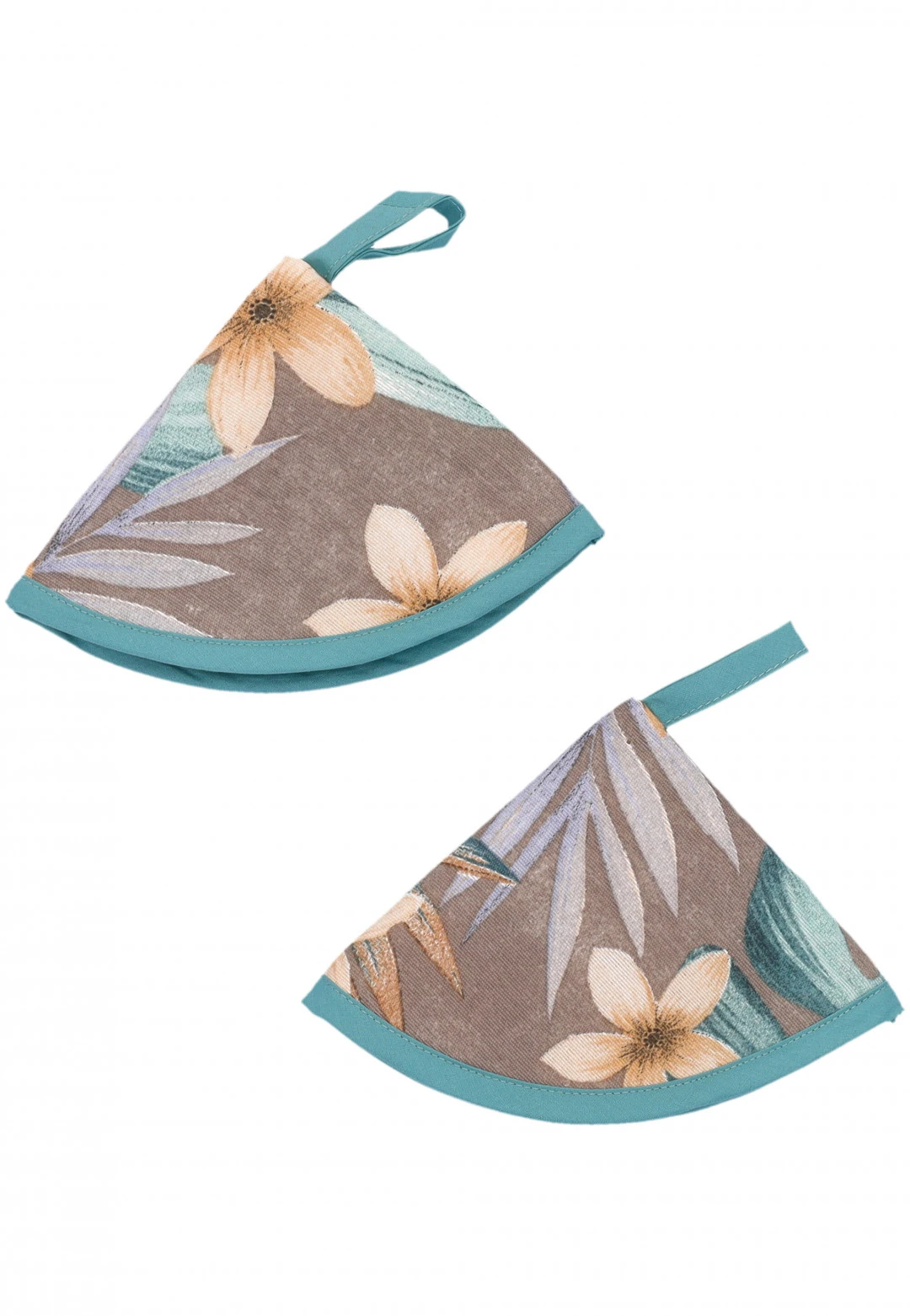 Set due presine a cappuccio Made in Italy con fantasia a fior