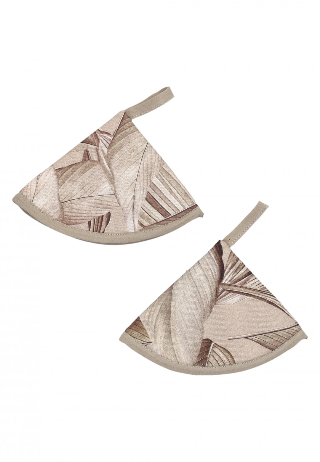 Set due presine a cappuccio fantasia foglia 100% cotone Made in Italy