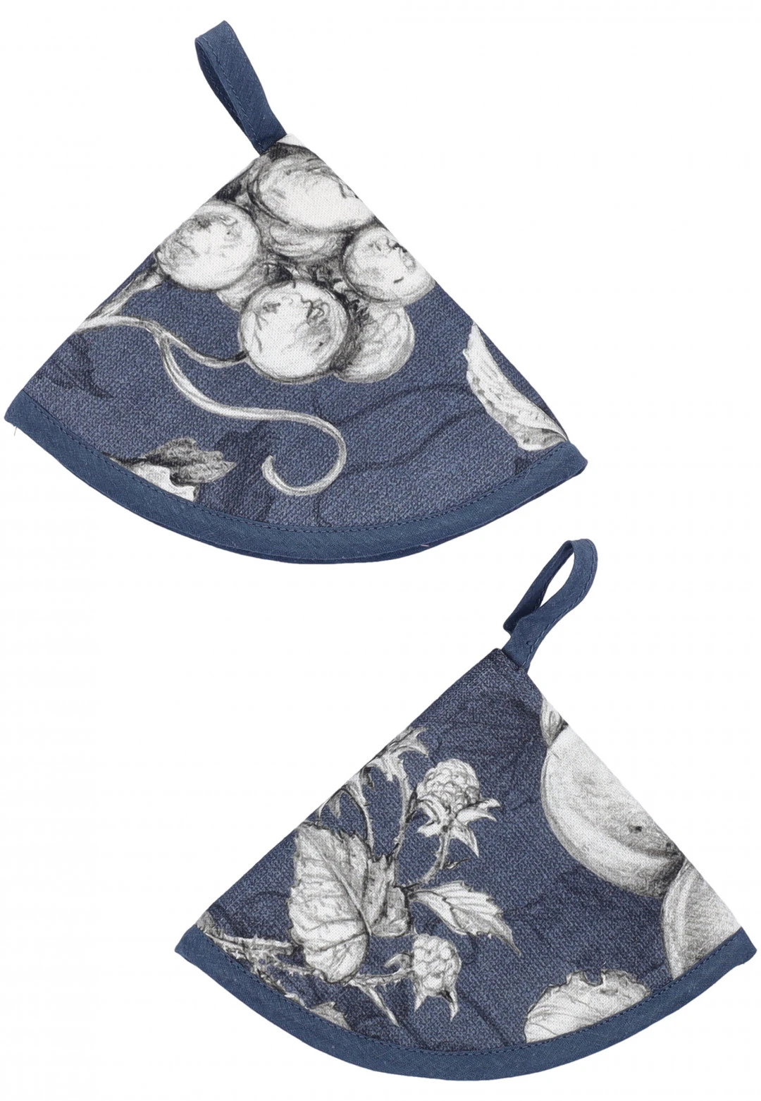 Set 2 presine a cappuccio fantasia con foglie e frutta 100% cotone Made in Italy