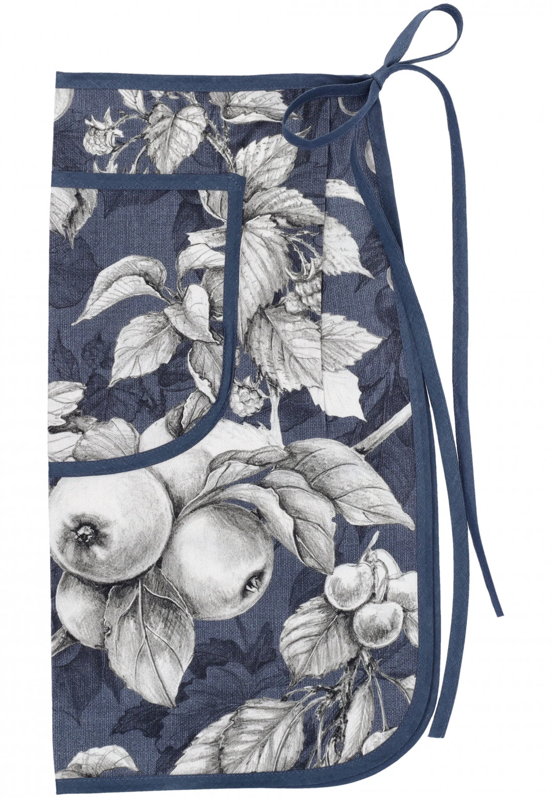 Grembiule a vita con fantasia a foglie e frutta in 100% cotone Made in Italy