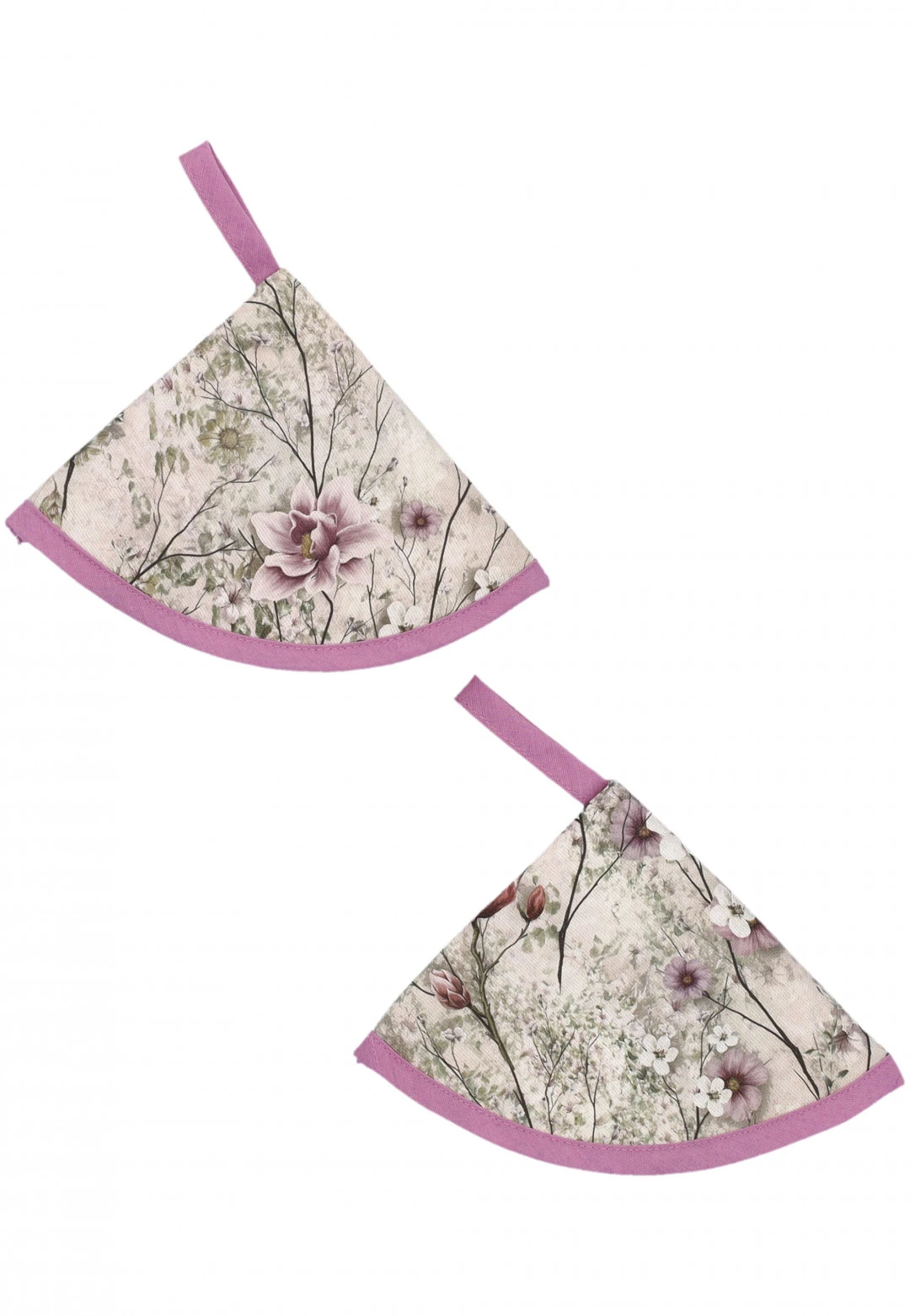 Set due presine a cappuccio fantasia primavera in 100% cotone Made in Italy