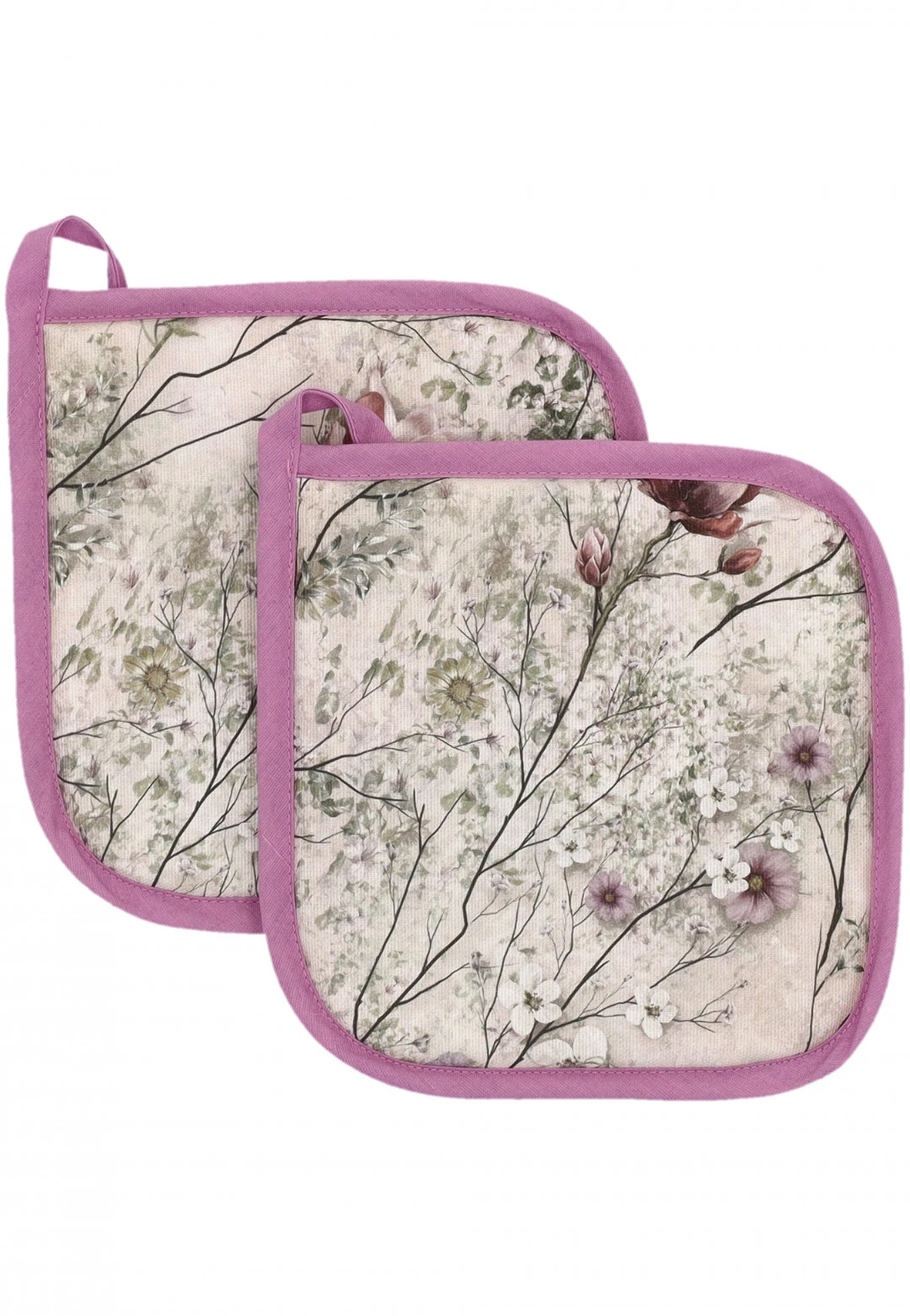 Set due presine 100% cotone in fantasia primavera Made in Italy