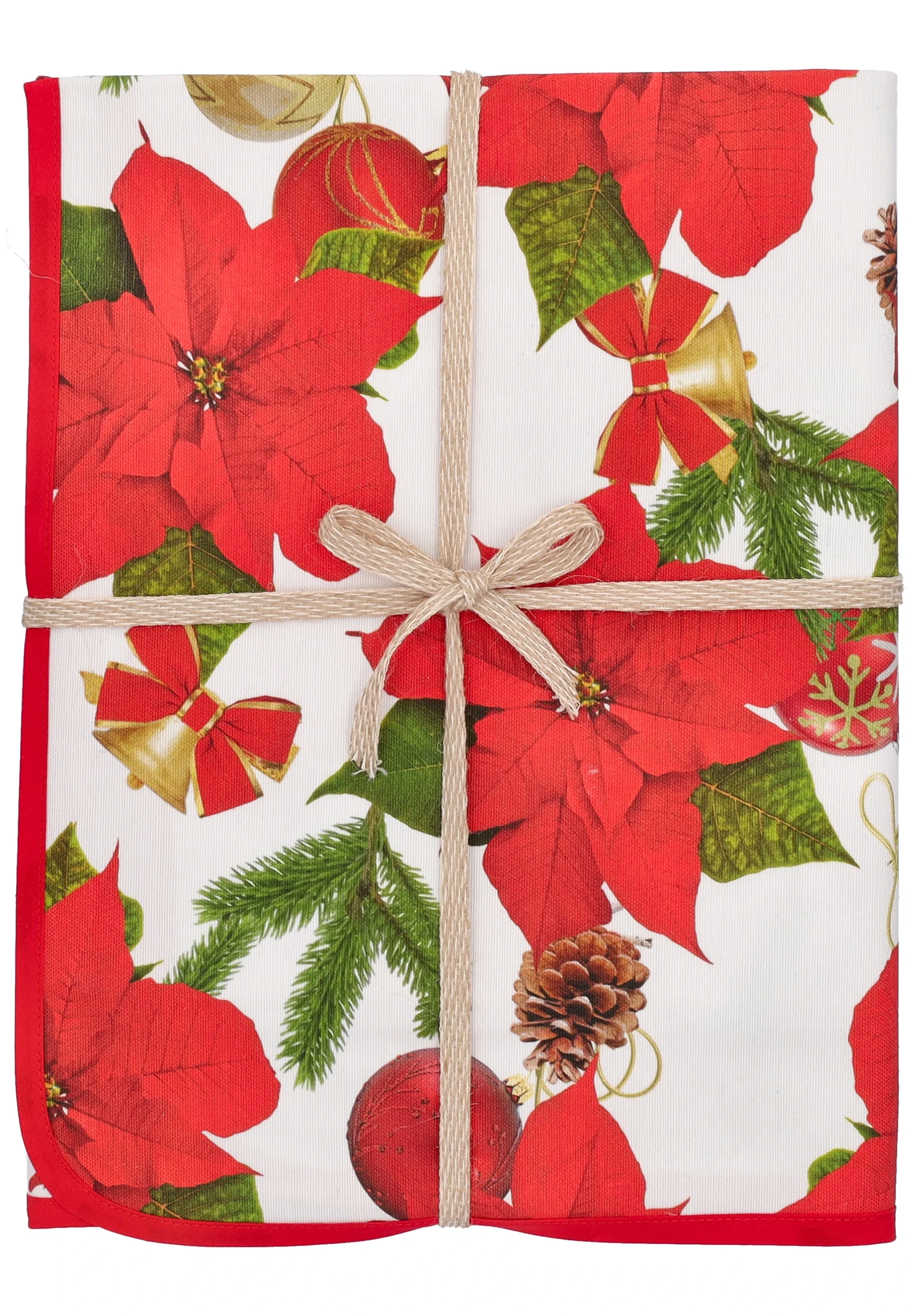 Tovaglia 6 posti 140x180 in fantasia stella di natale Made in Italy