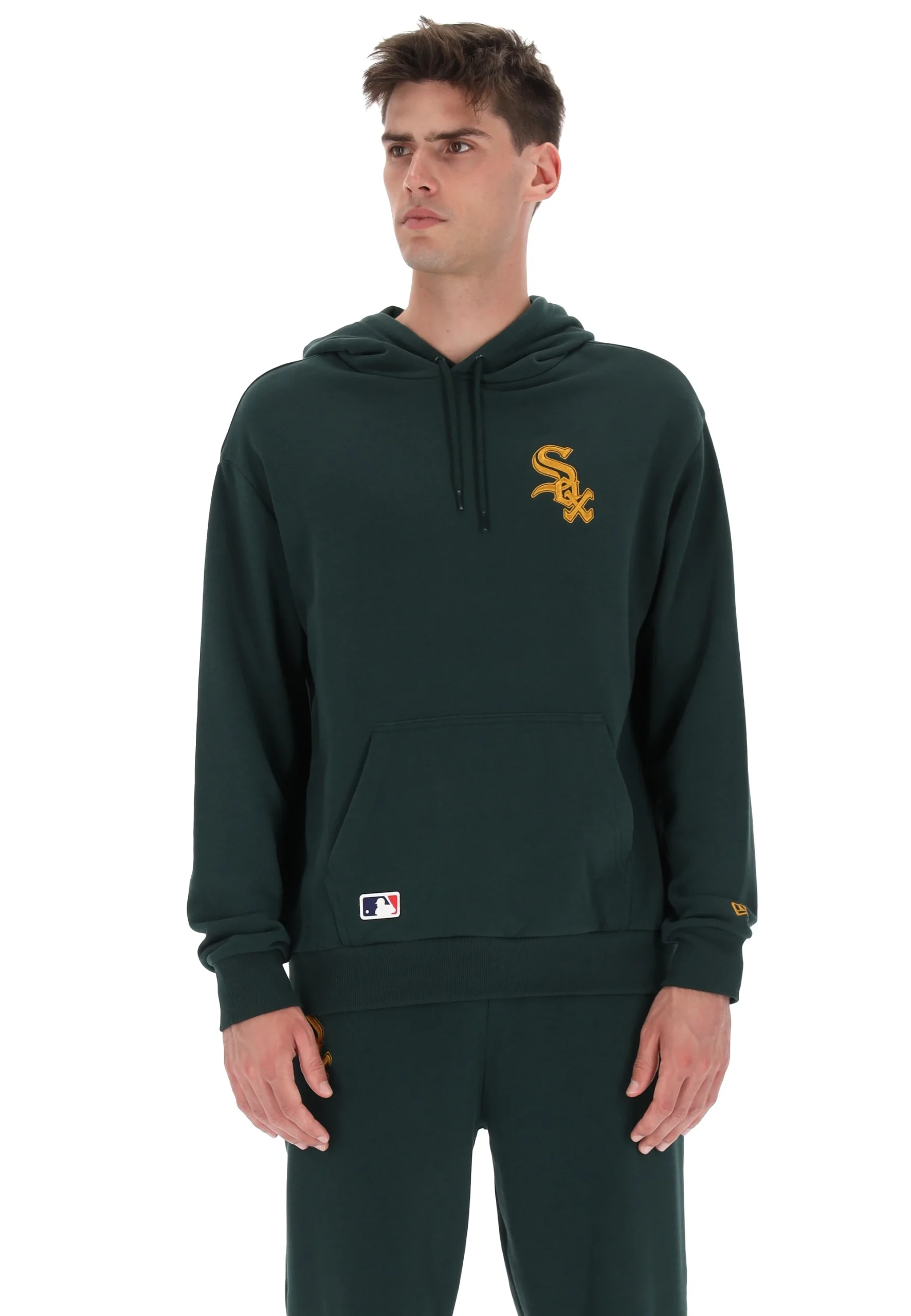 Felpa uomo con cappuccio New Era con ricamo a contrasto