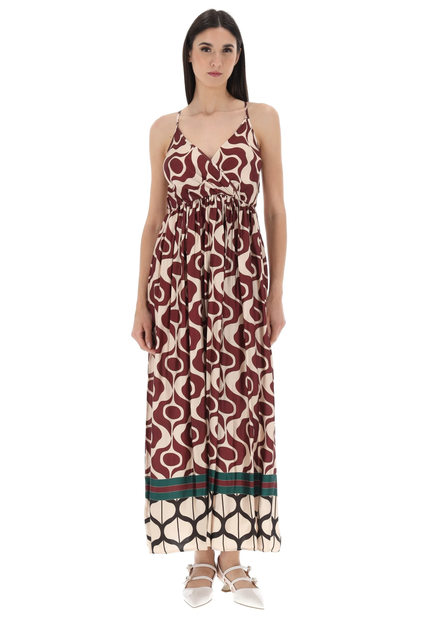 Vestito con spalline sottili effetto raso fantasia èks