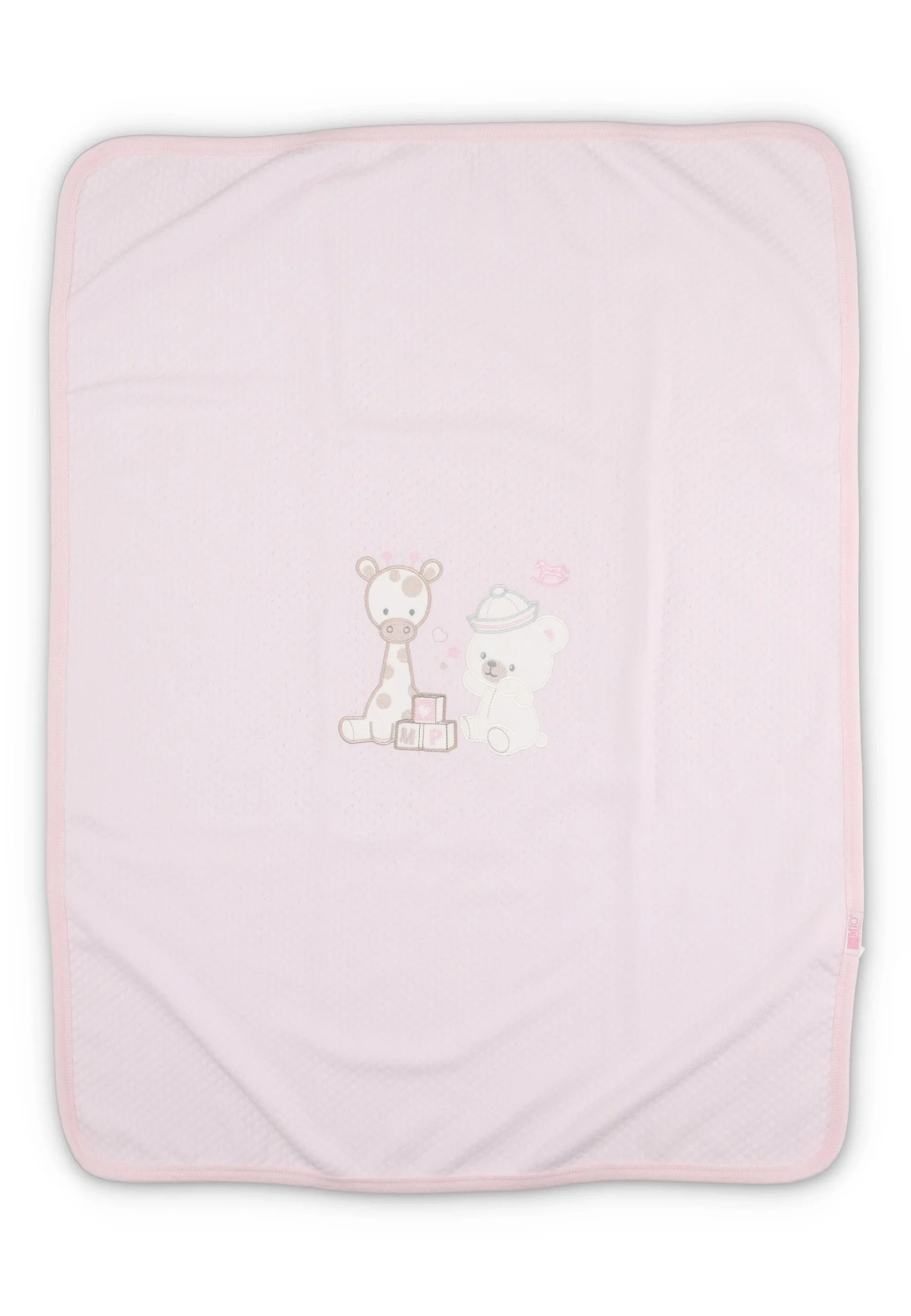 Copertina culla Mio Piccolo con ricamo giraffa e orsetto neonata